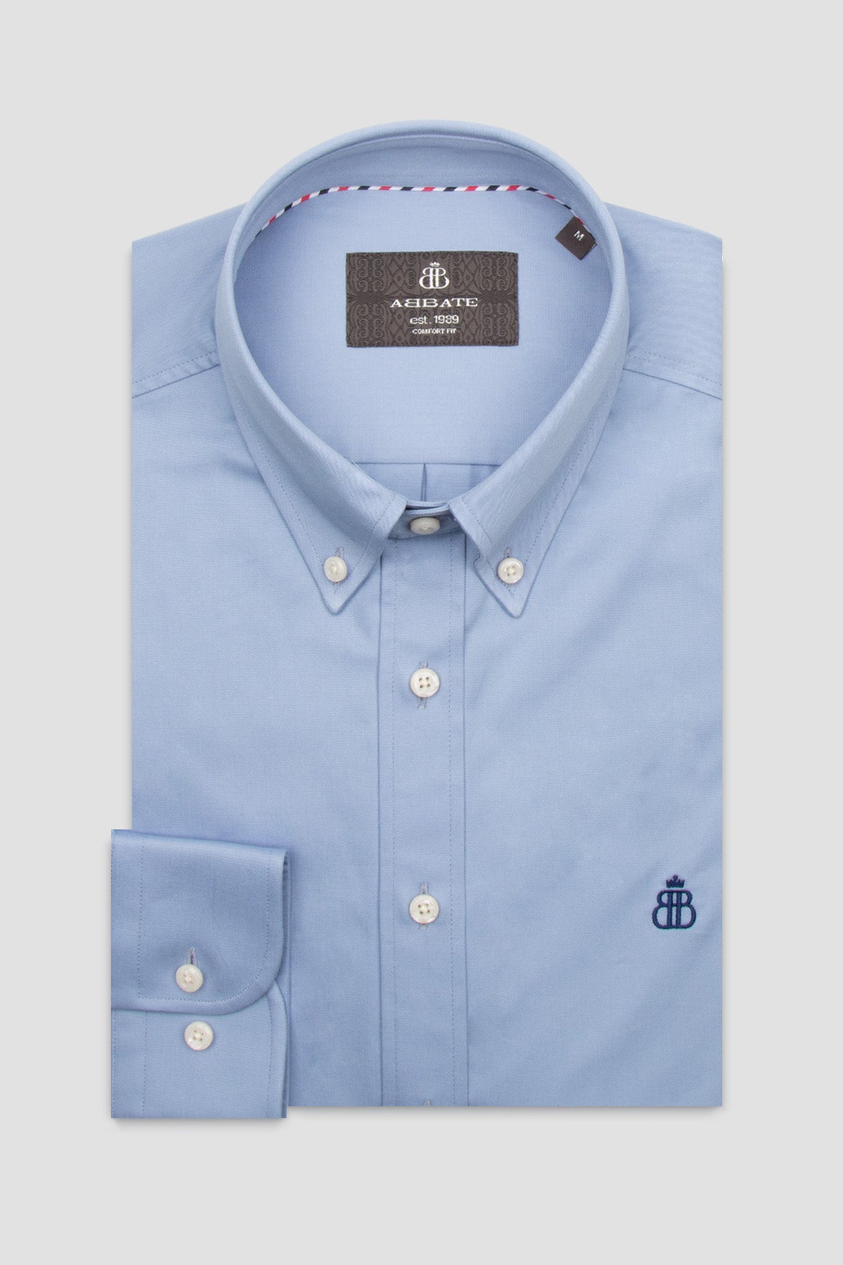 Abbate Luca Twill Pamuklu Comfort Fit Açık Mavi Düğmeli Yaka Erkek Düz Gömlek