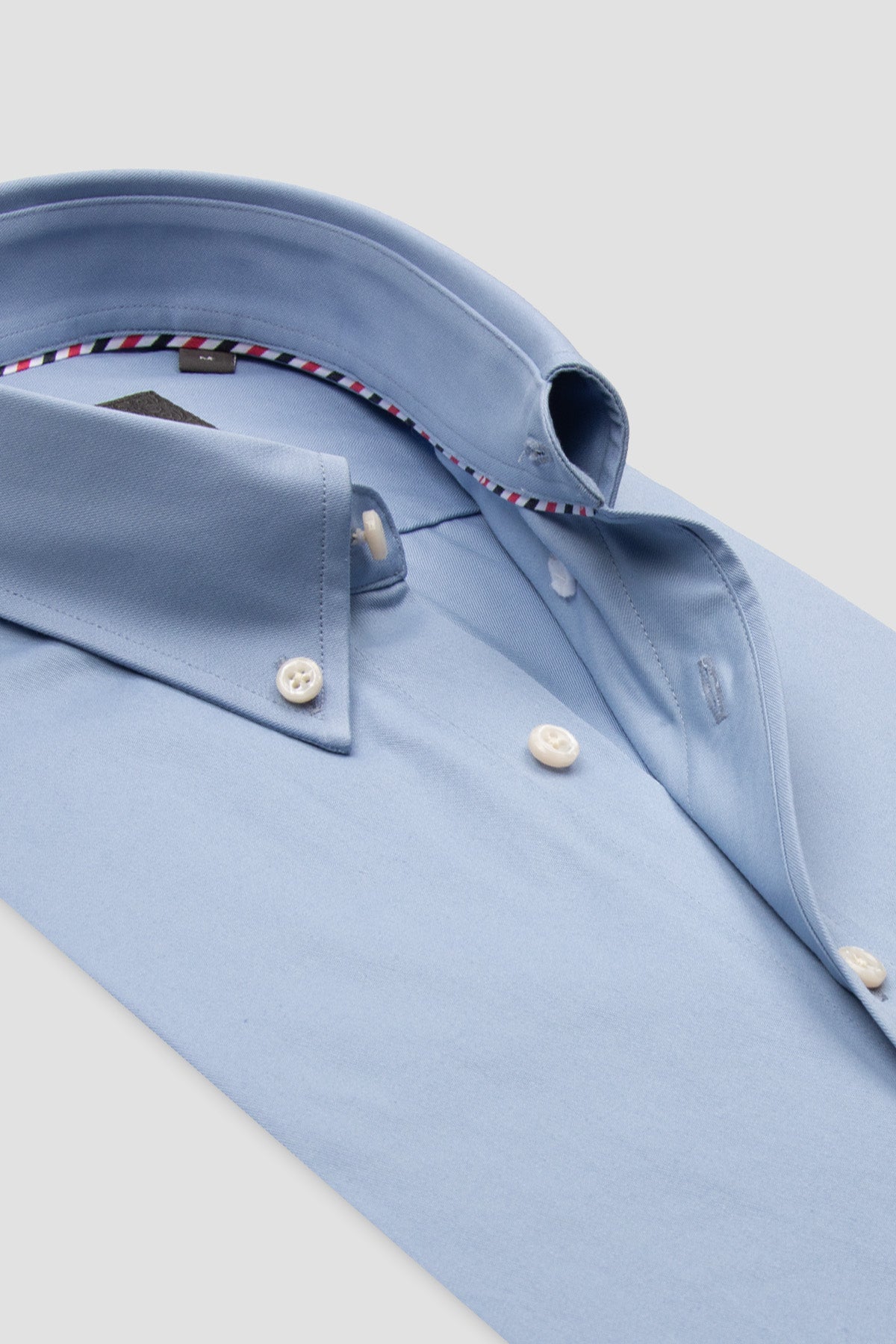 Abbate Luca Twill Pamuklu Comfort Fit Açık Mavi Düğmeli Yaka Erkek Düz Gömlek