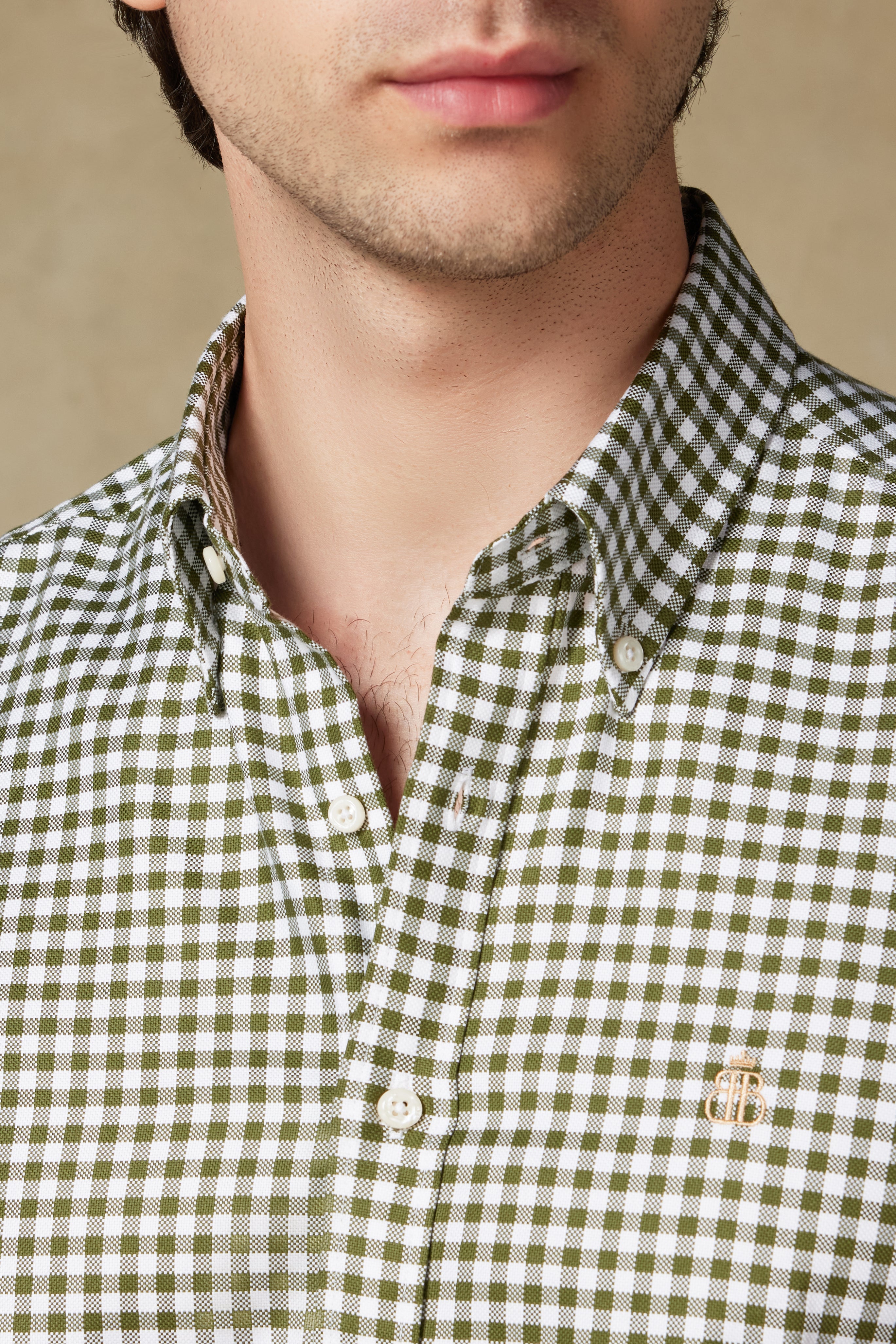 Abbate Luca Twill Pamuklu Comfort Fit Yeşil Düğmeli Yaka Erkek Kareli Gömlek