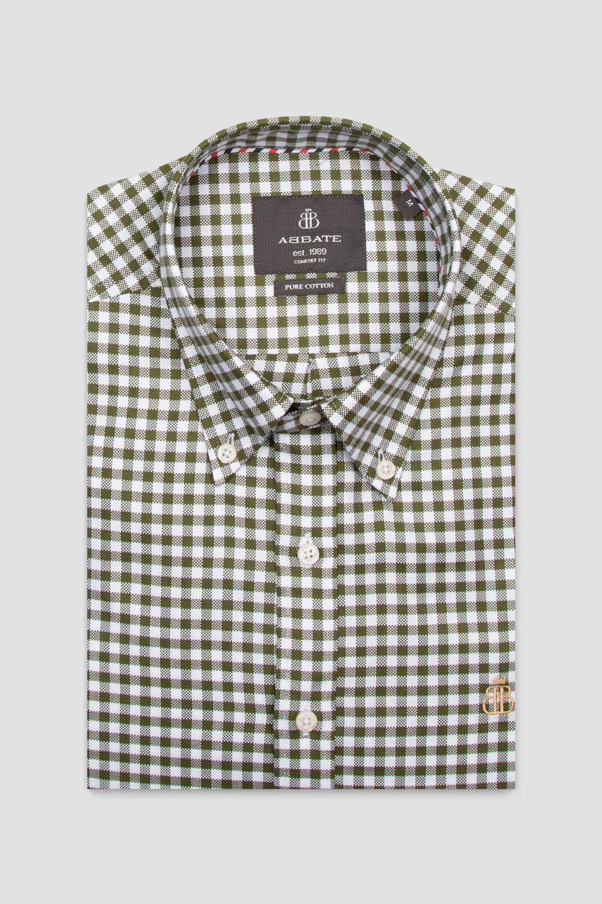 Abbate Luca Twill Pamuklu Comfort Fit Yeşil Düğmeli Yaka Erkek Kareli Gömlek