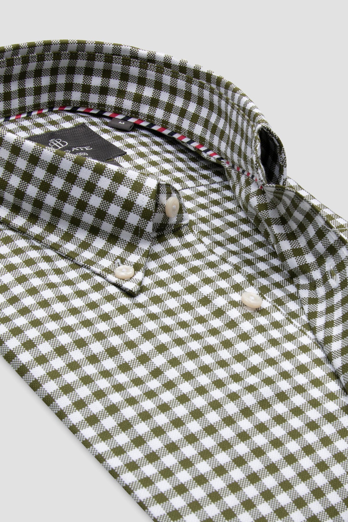 Abbate Luca Twill Pamuklu Comfort Fit Yeşil Düğmeli Yaka Erkek Kareli Gömlek
