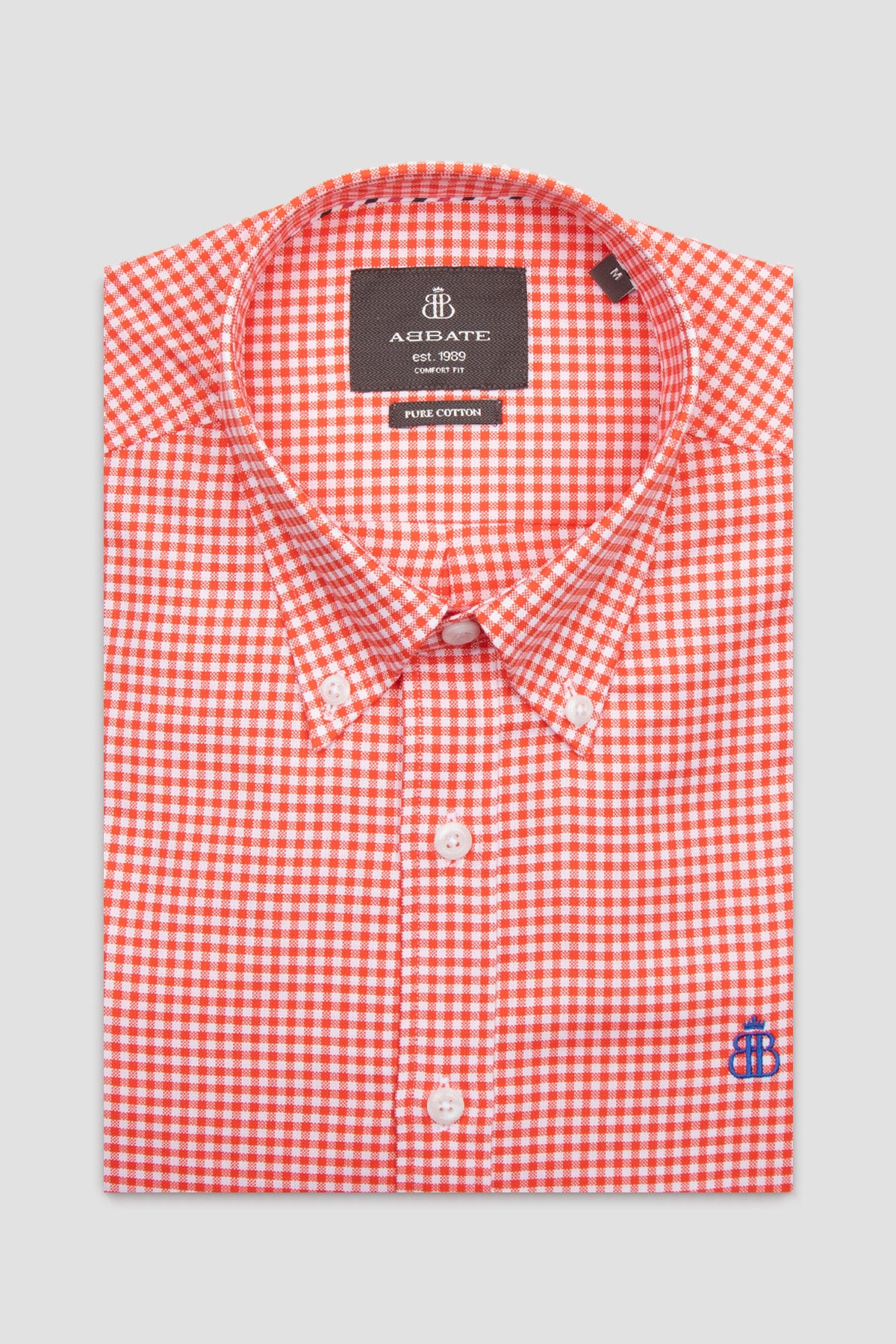Abbate Luca Oxford Pamuklu Comfort Fit Pembe Düğmeli Yaka Erkek Kareli Gömlek