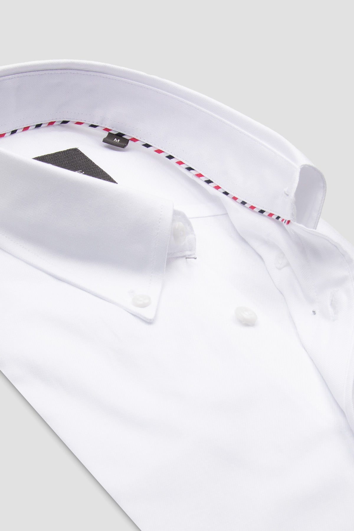 Abbate Luca Oxford Pamuklu Comfort Fit Beyaz Düğmeli Yaka Erkek Düz Gömlek