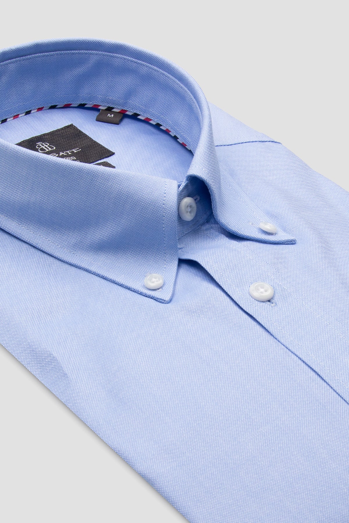 Abbate Luca Oxford Pamuklu Comfort Fit Açık Mavi Düğmeli Yaka Erkek Düz Gömlek