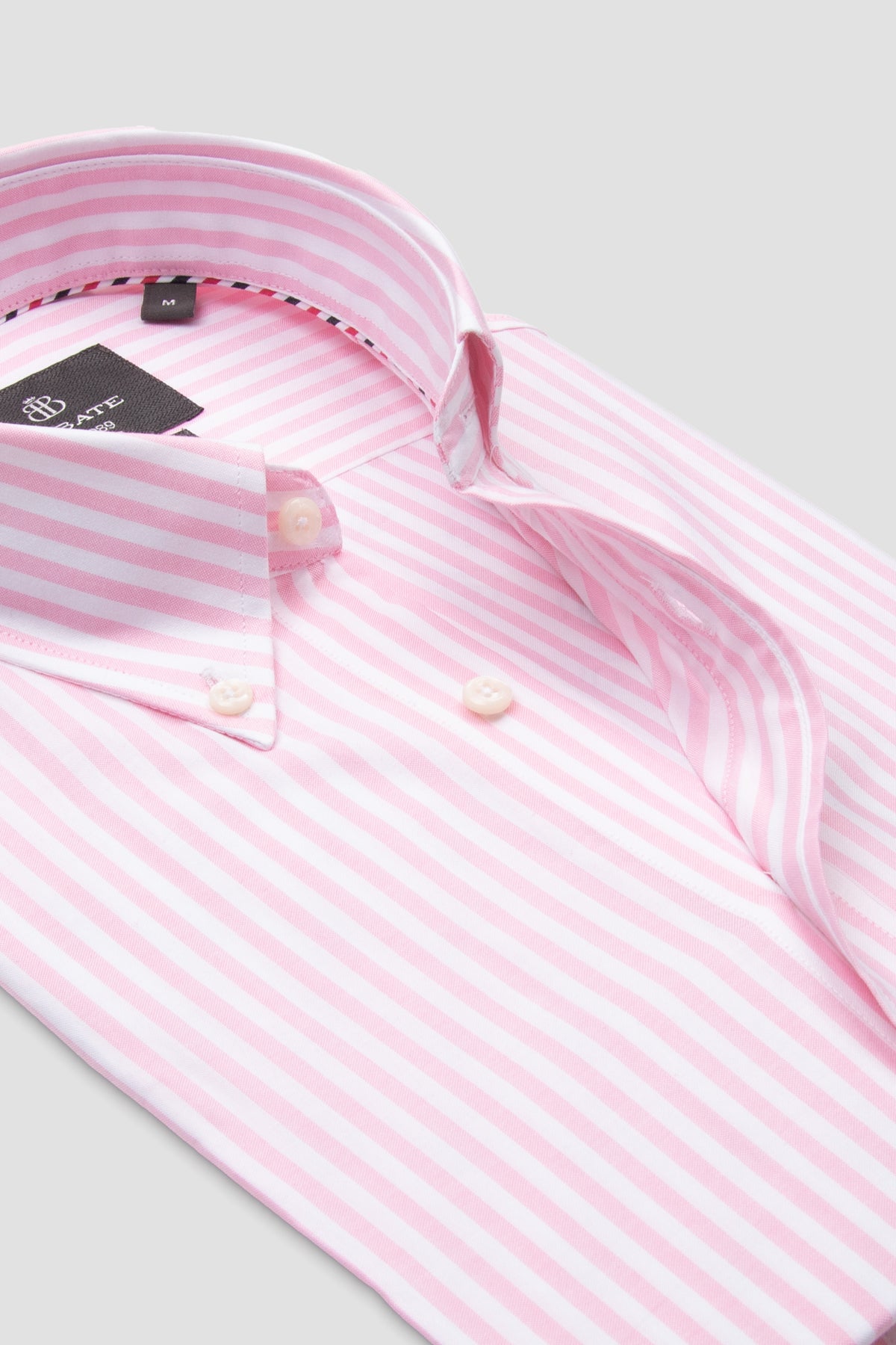 Abbate Luca Oxford Pamuklu Comfort Fit Pembe Düğmeli Yaka Erkek Çizgili Gömlek