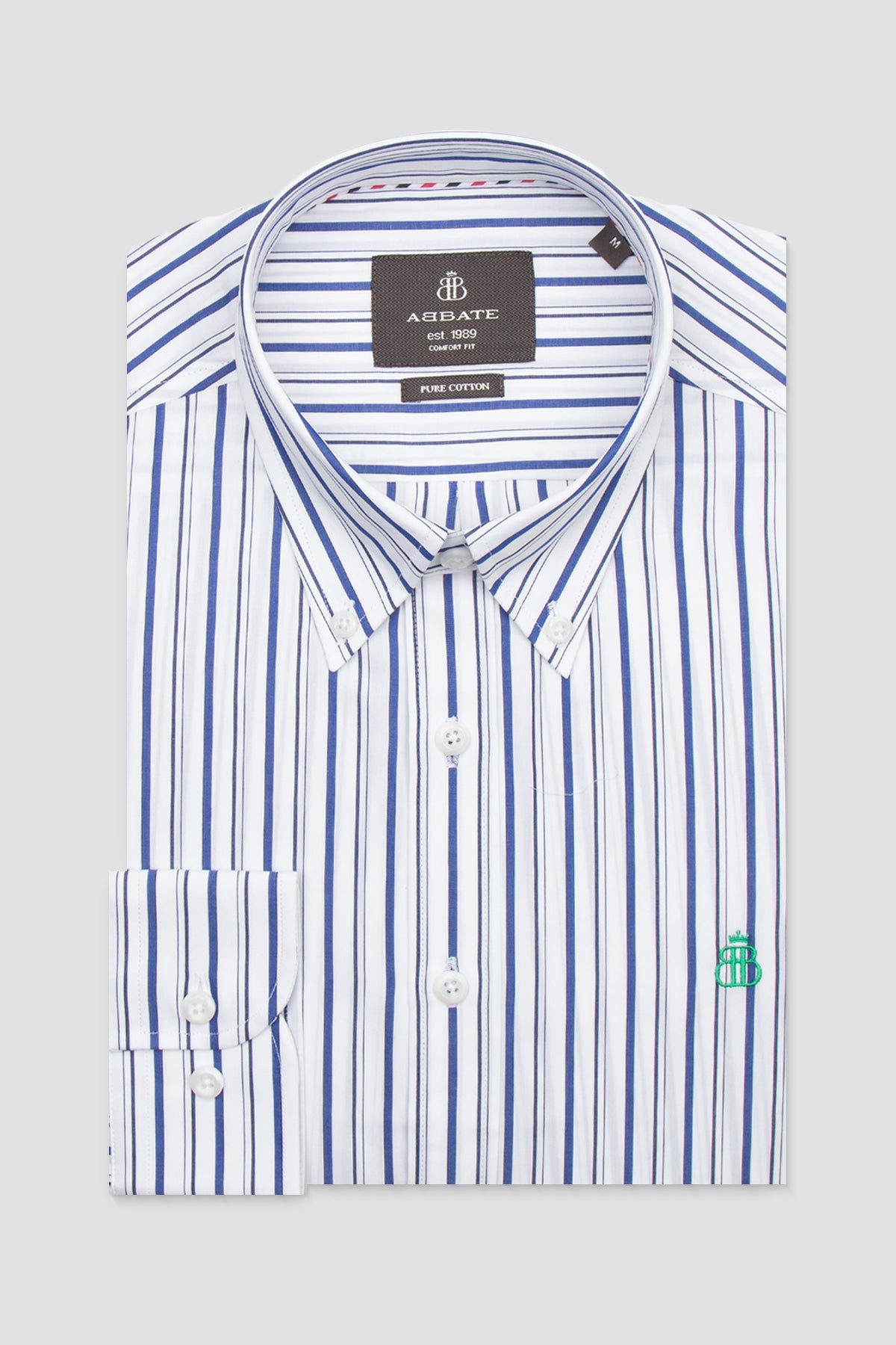 Abbate Luca Poplin Pamuklu Comfort Fit Lacivert Klasik Yaka Erkek Çizgili Gömlek