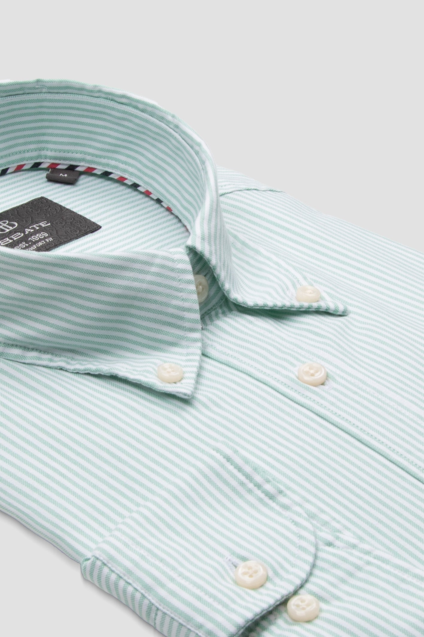 Abbate Luca Oxford Stretch Pamuk Karışımlı Comfort Fit Yeşil Düğmeli Yaka Erkek Çizgili Gömlek