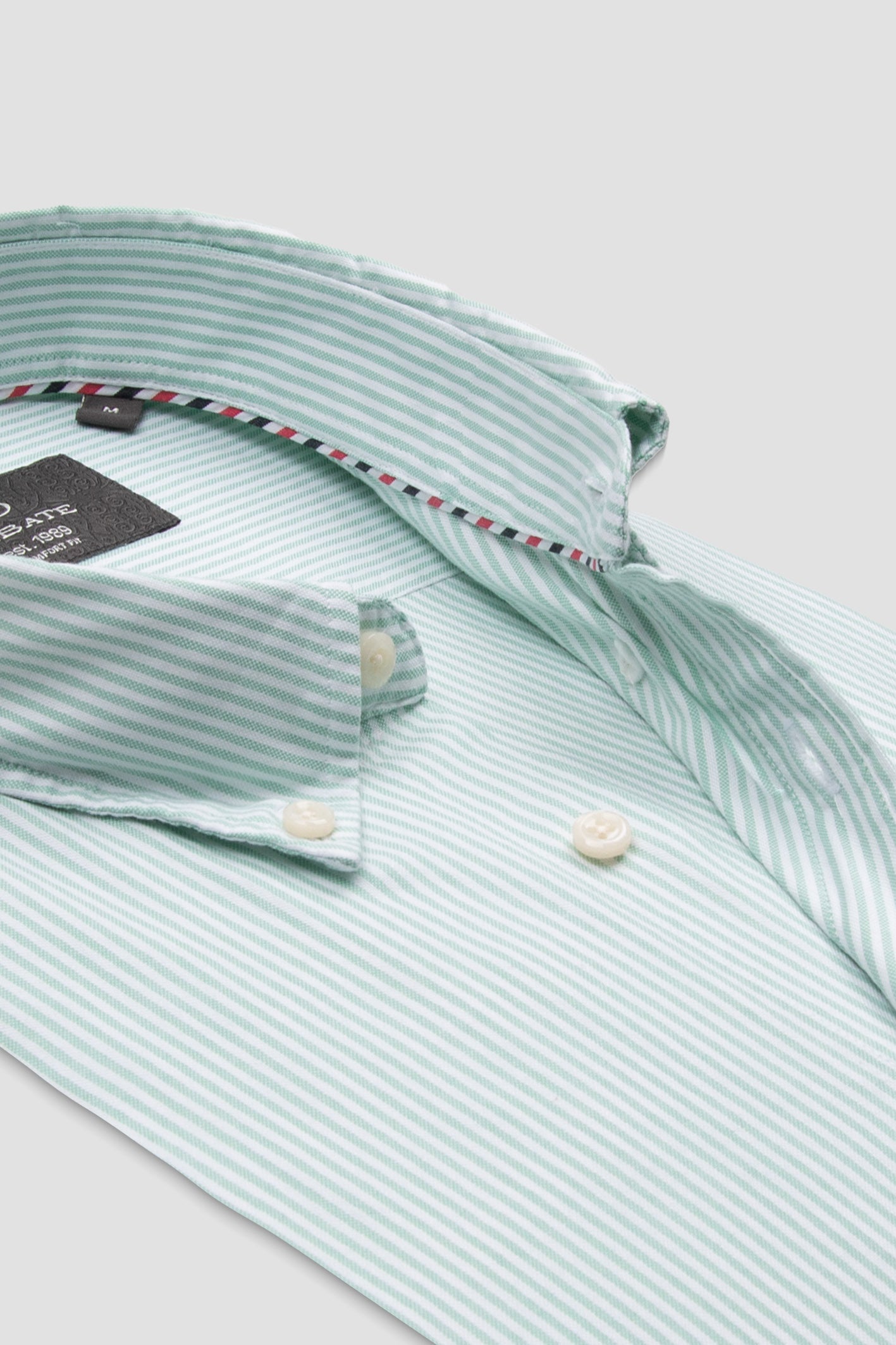 Abbate Luca Oxford Stretch Pamuk Karışımlı Comfort Fit Yeşil Düğmeli Yaka Erkek Çizgili Gömlek