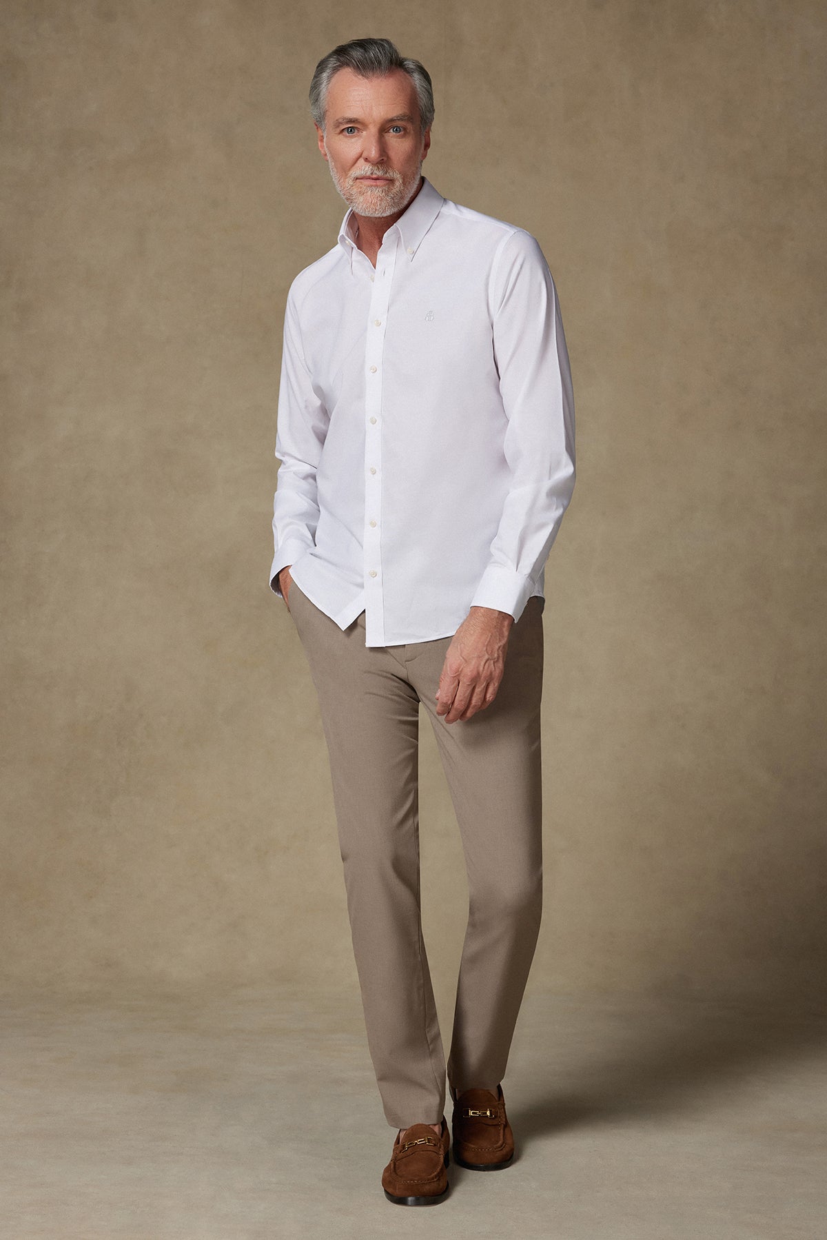 Abbate Matteo Non Iron Oxford Pamuklu Comfort Fit Beyaz Düğmeli Yaka Erkek Düz Gömlek