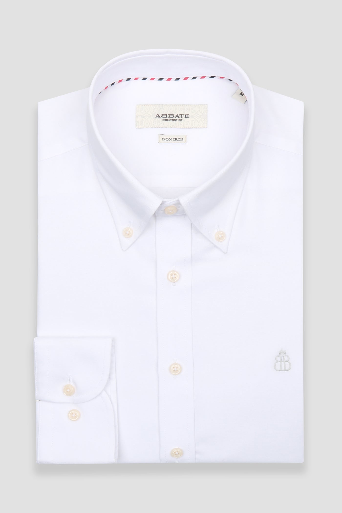 Abbate Matteo Non Iron Oxford Pamuklu Comfort Fit Beyaz Düğmeli Yaka Erkek Düz Gömlek