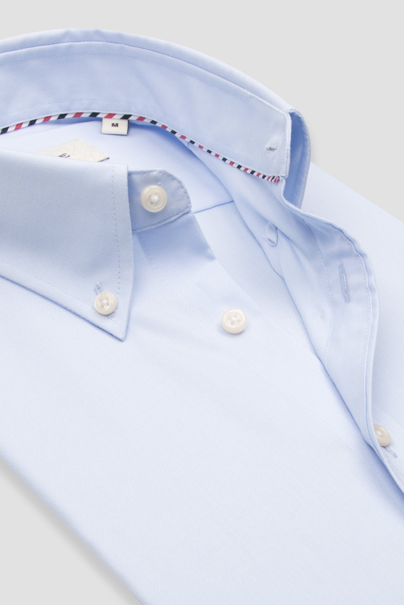 Abbate Matteo Non Iron Oxford Pamuklu Comfort Fit Açık Mavi Düğmeli Yaka Erkek Düz Gömlek