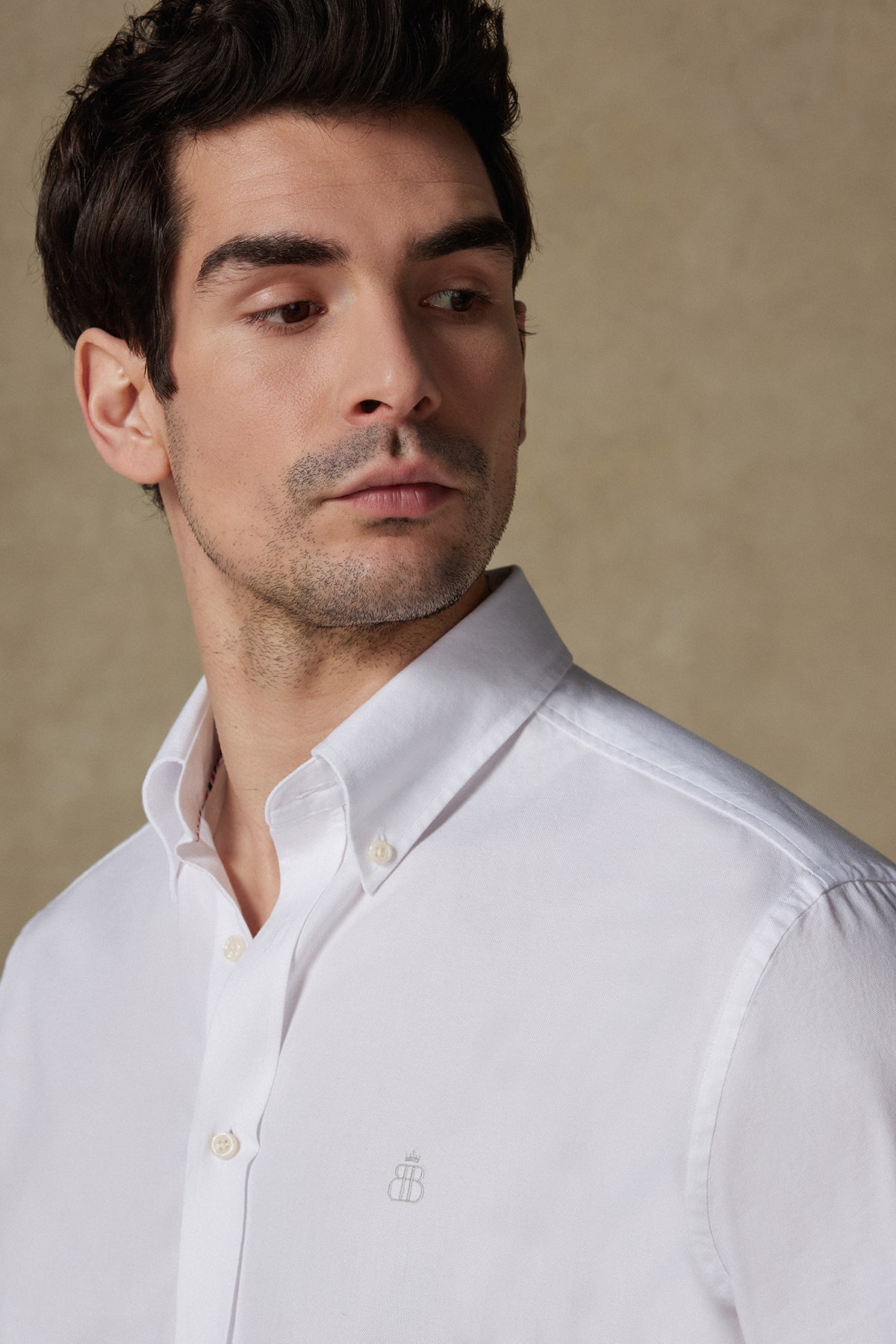 Abbate Matteo Royal Oxford Pamuklu Comfort Fit Beyaz Düğmeli Yaka Erkek Düz Gömlek