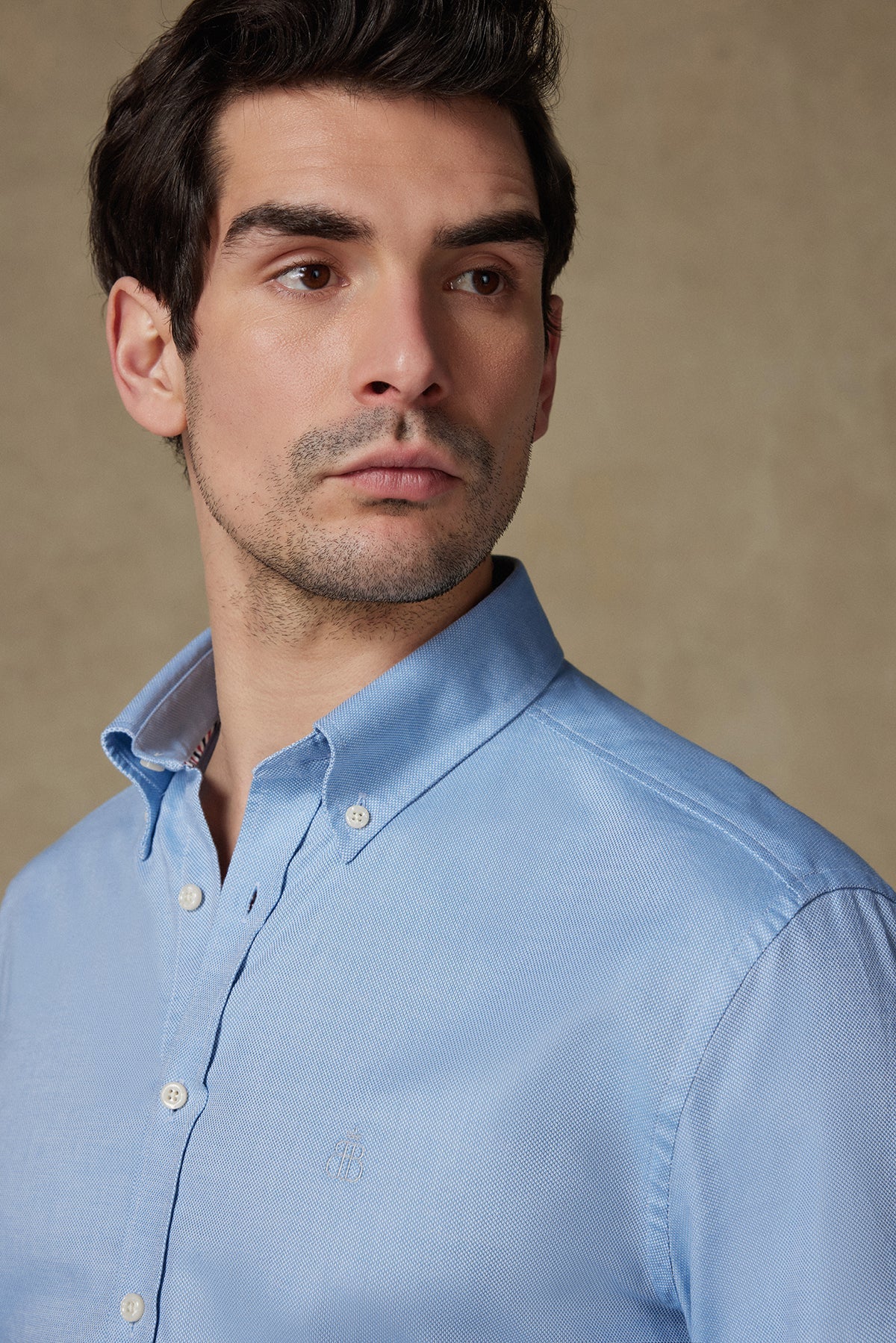 Abbate Matteo Royal Oxford Pamuklu Comfort Fit Açık Mavi Düğmeli Yaka Erkek Düz Gömlek