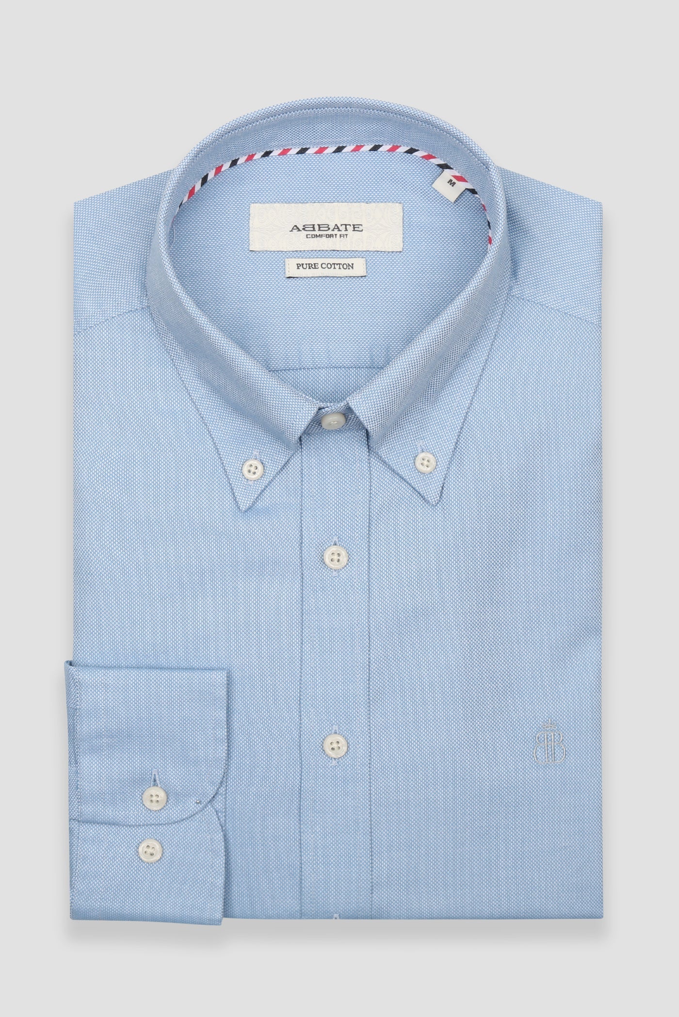 Abbate Matteo Royal Oxford Pamuklu Comfort Fit Açık Mavi Düğmeli Yaka Erkek Düz Gömlek