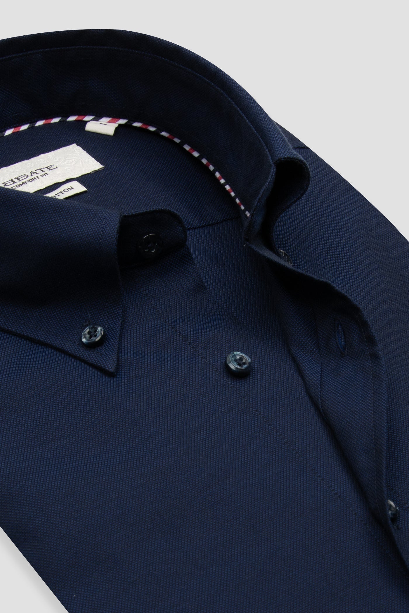 Abbate Matteo Royal Oxford Pamuklu Comfort Fit Lacivert Düğmeli Yaka Erkek Düz Gömlek