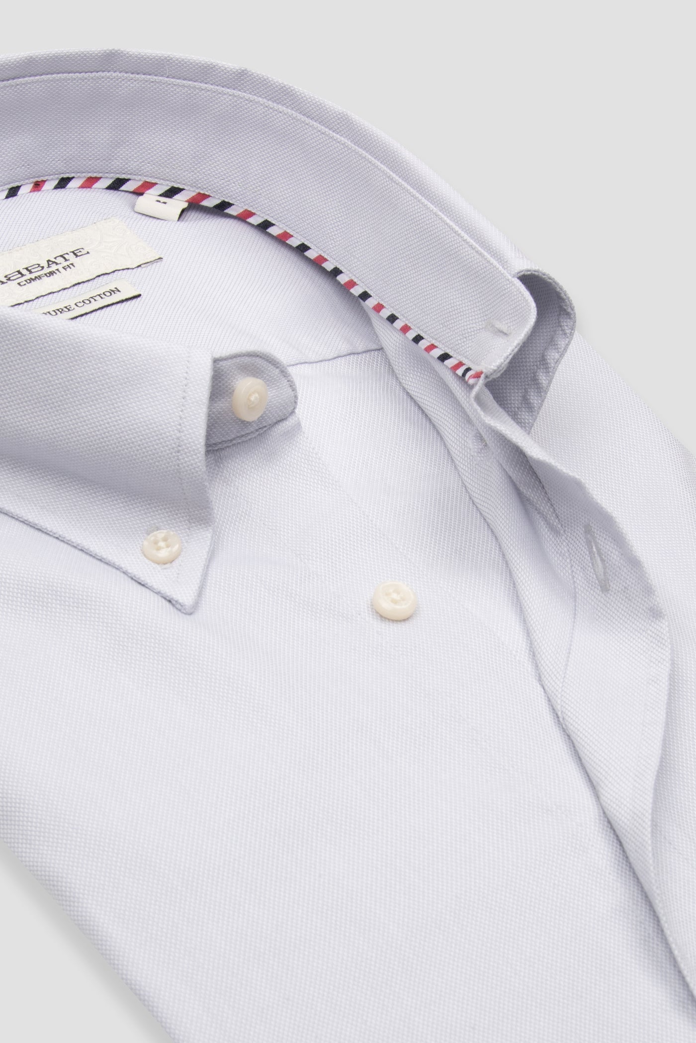 Abbate Matteo Royal Oxford Pamuklu Comfort Fit Açık Gri Düğmeli Yaka Erkek Düz Gömlek