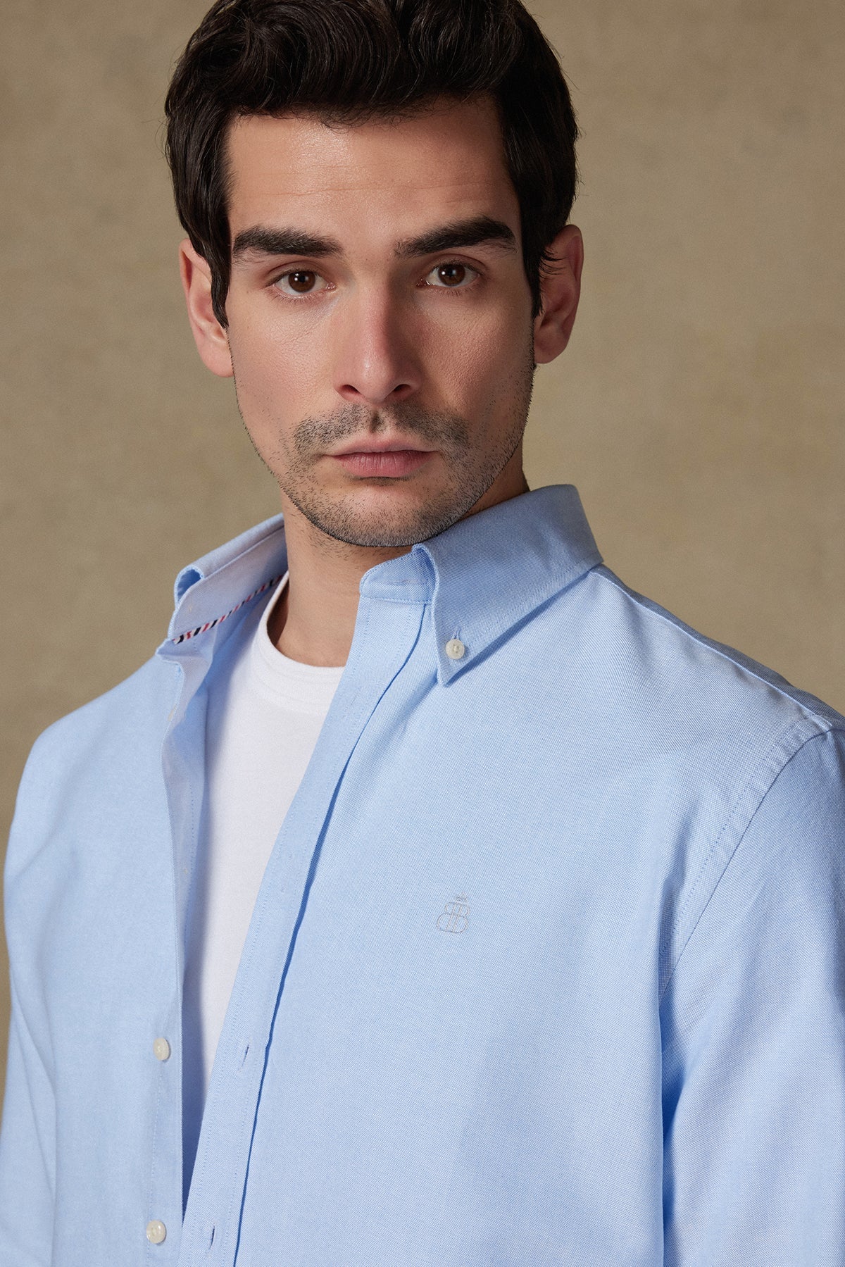 Abbate Marcel Amerikan Oxford Pamuklu Comfort Fit Açık Mavi Düğmeli Yaka Erkek Düz Gömlek