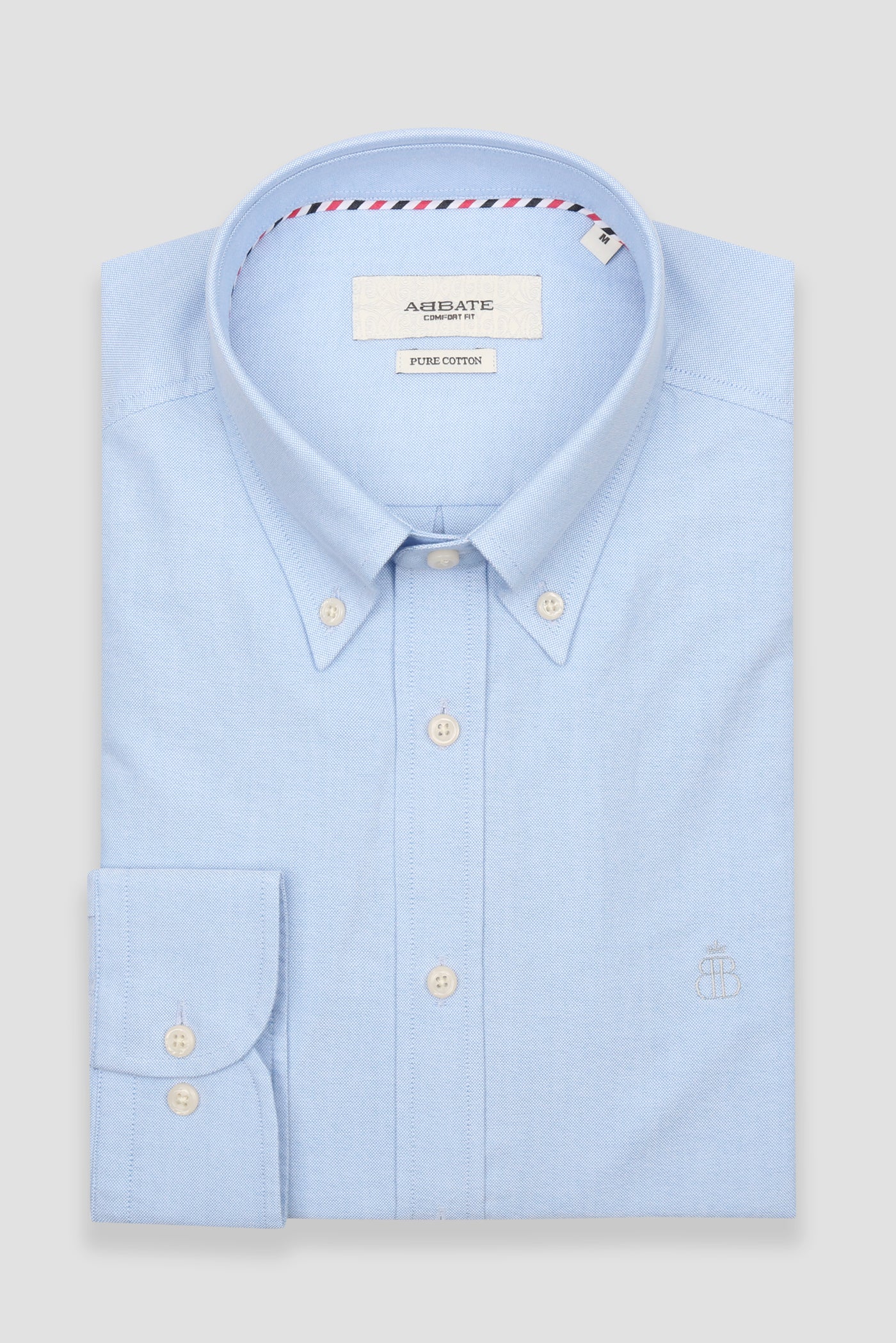 Abbate Marcel Amerikan Oxford Pamuklu Comfort Fit Açık Mavi Düğmeli Yaka Erkek Düz Gömlek