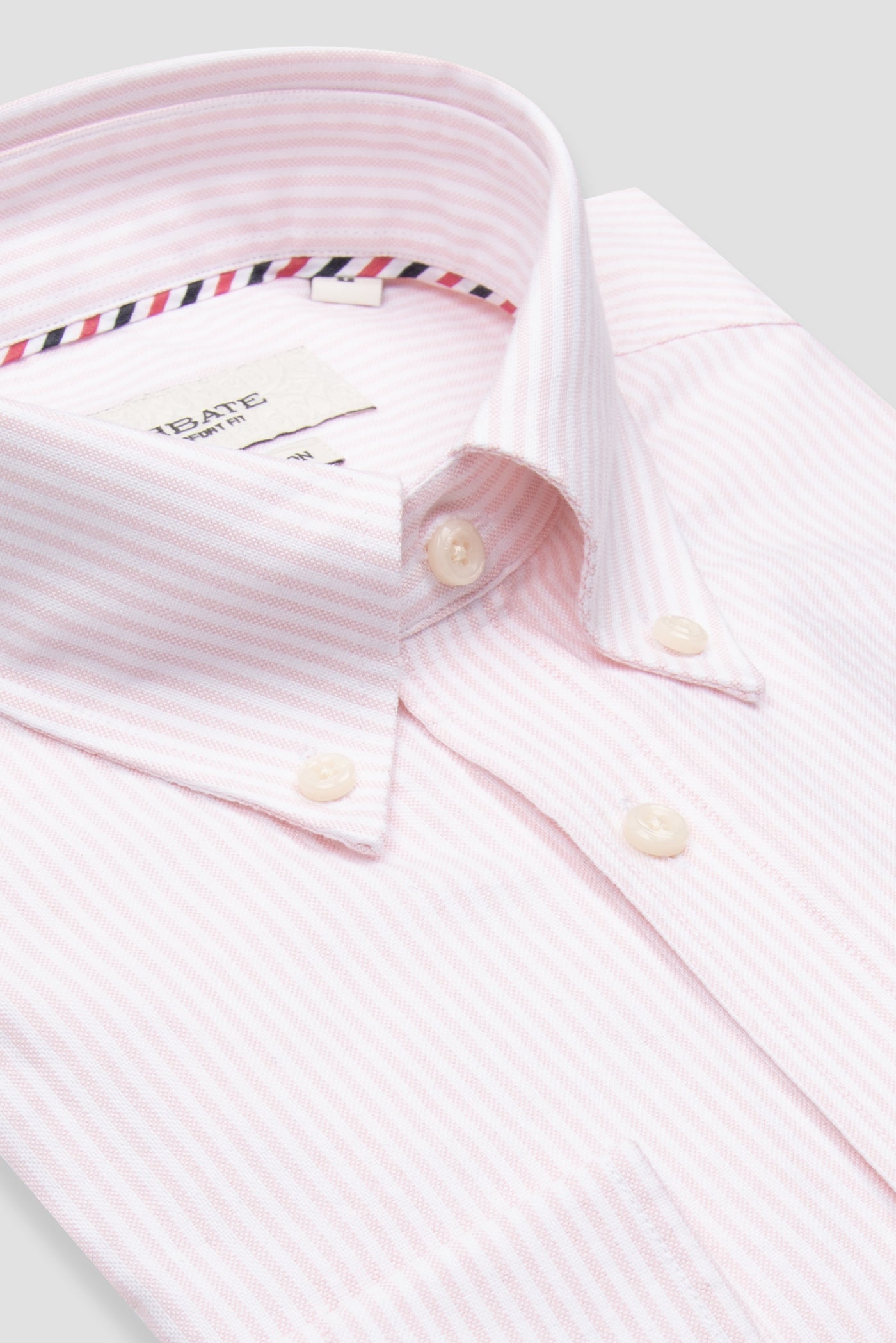 Abbate Marcel Amerikan Oxford Pamuklu Comfort Fit Pembe Düğmeli Yaka Erkek Çizgili Gömlek