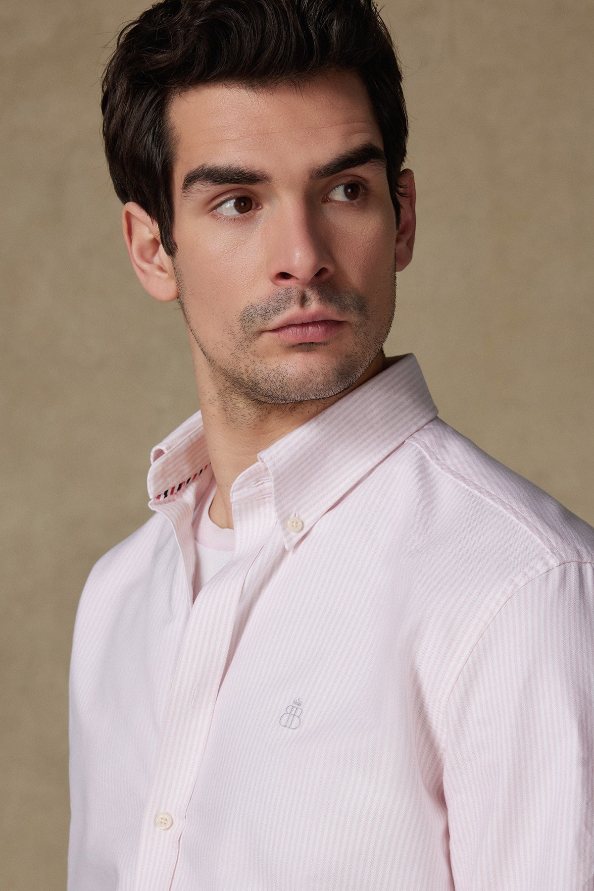 Abbate Marcel Amerikan Oxford Pamuklu Comfort Fit Pembe Düğmeli Yaka Erkek Çizgili Gömlek
