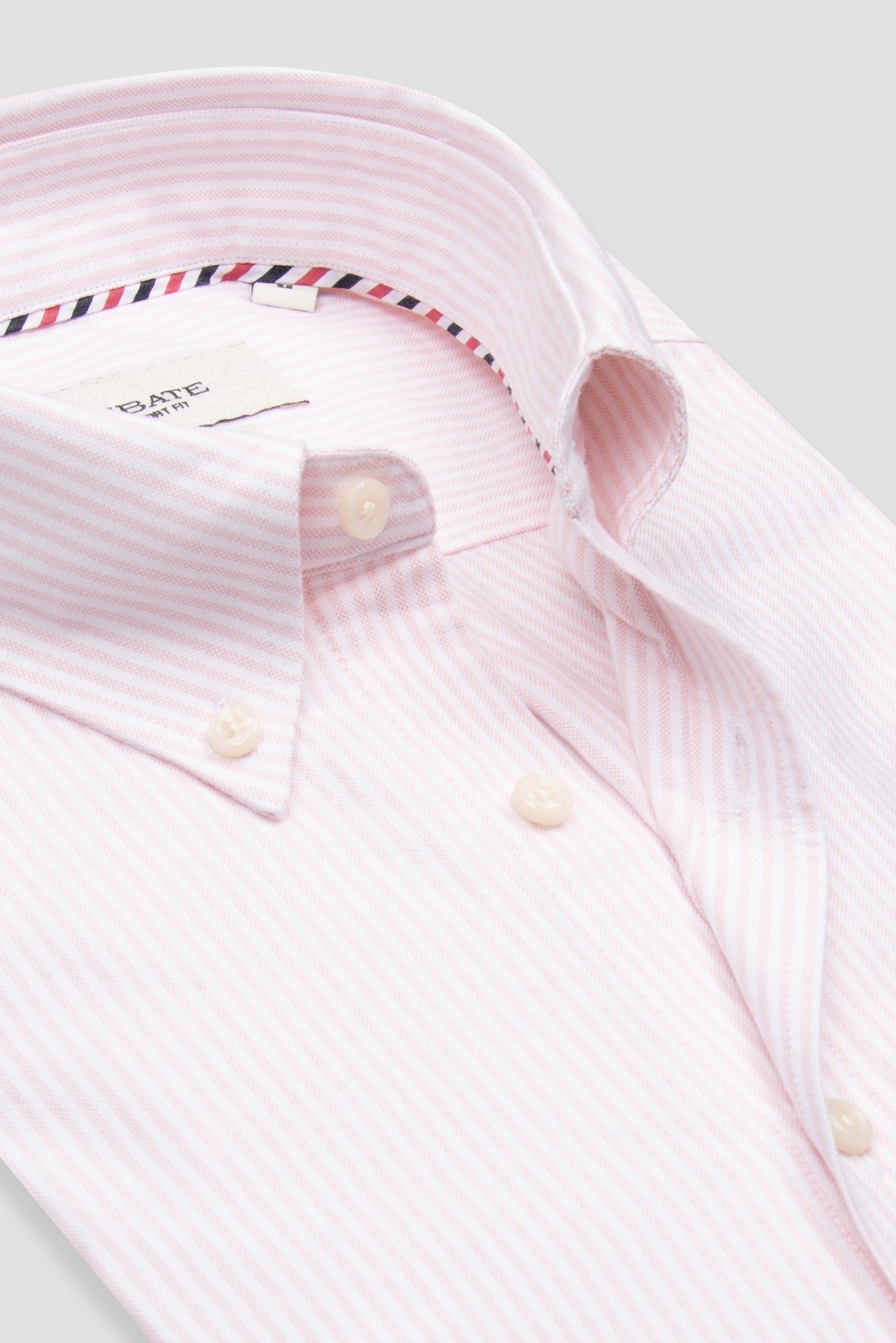 Abbate Marcel Amerikan Oxford Pamuklu Comfort Fit Pembe Düğmeli Yaka Erkek Çizgili Gömlek