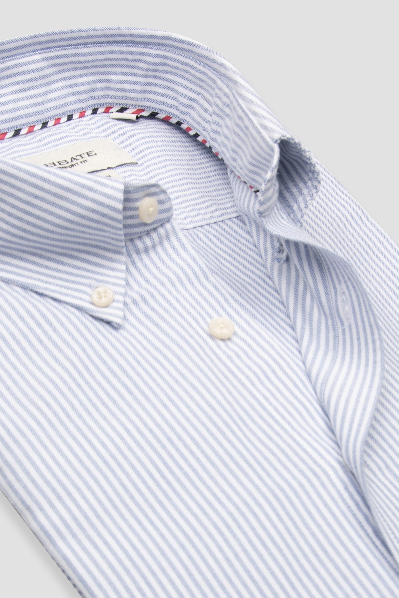 Abbate Marcel Amerikan Oxford Pamuklu Comfort Fit Koyu Mavi Düğmeli Yaka Erkek Çizgili Gömlek