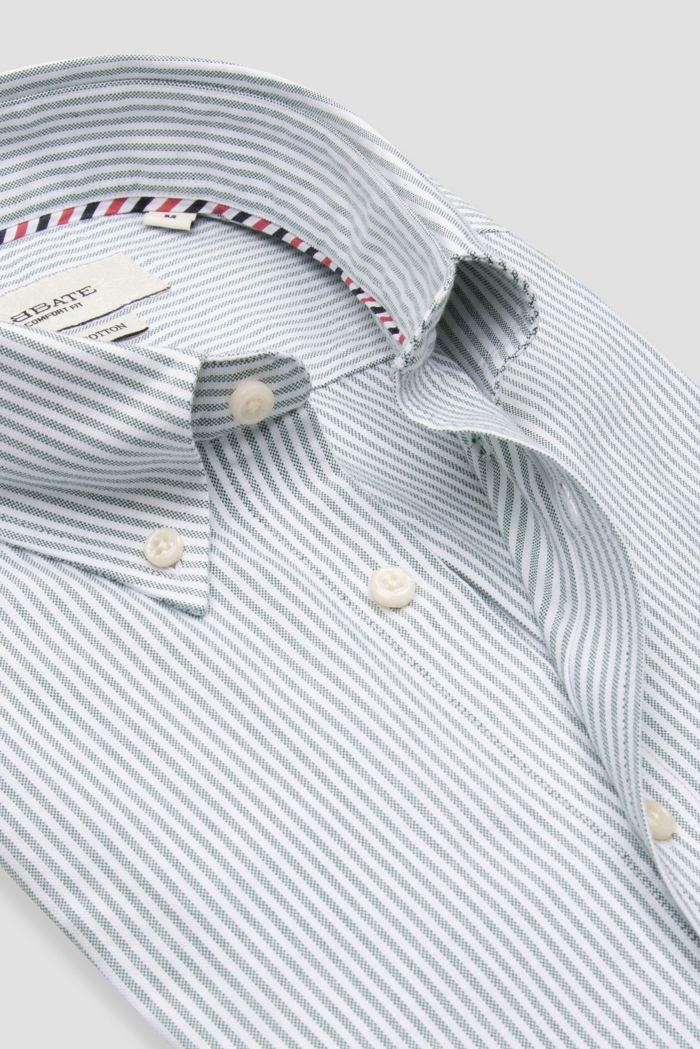 Abbate Marcel Amerikan Oxford Pamuklu Comfort Fit Yeşil Düğmeli Yaka Erkek Çizgili Gömlek