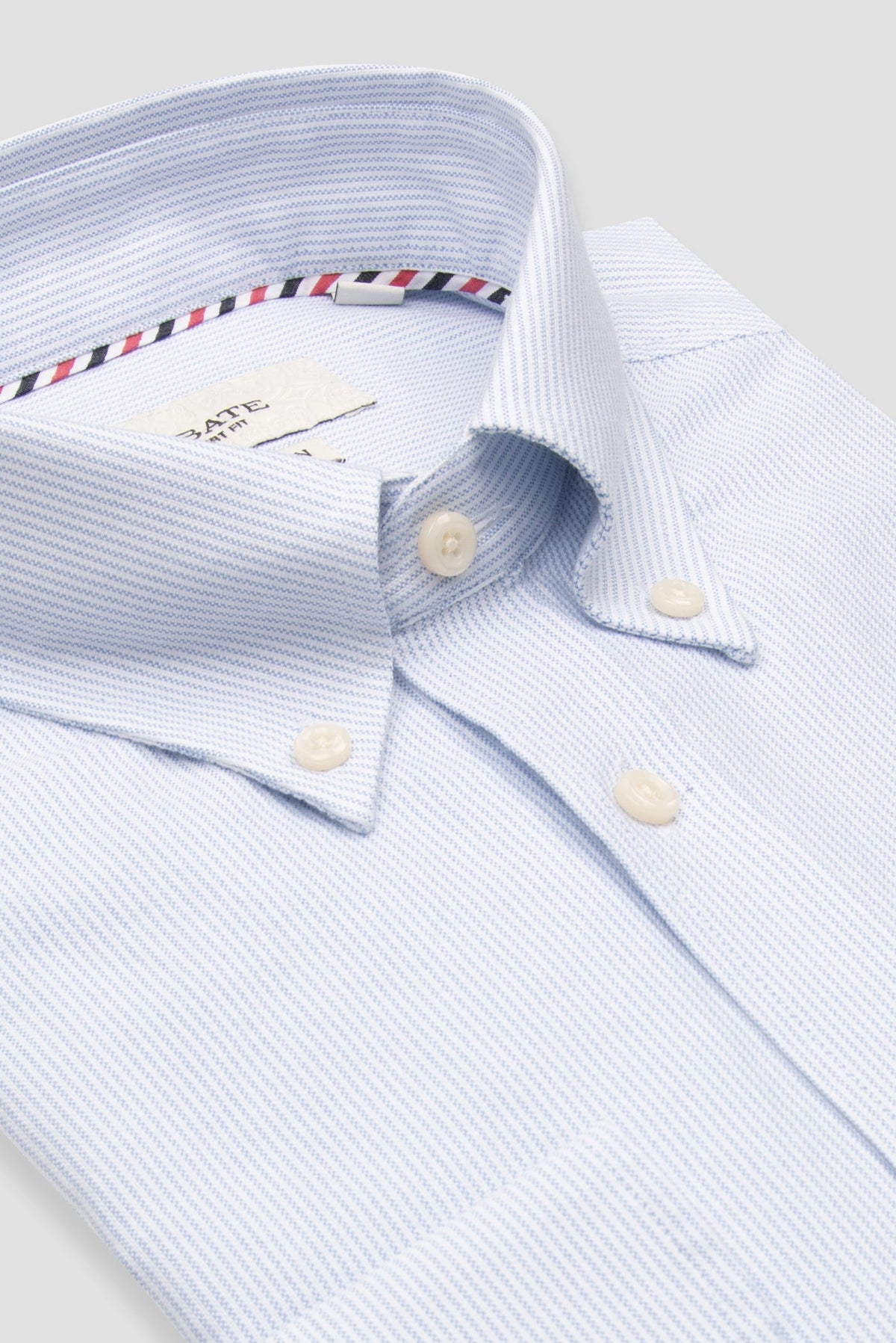 Abbate Marcel Amerikan Oxford %100 Pamuk Comfort Fit Açık Mavi Düğmeli Yaka Erkek Çizgili Gömlek