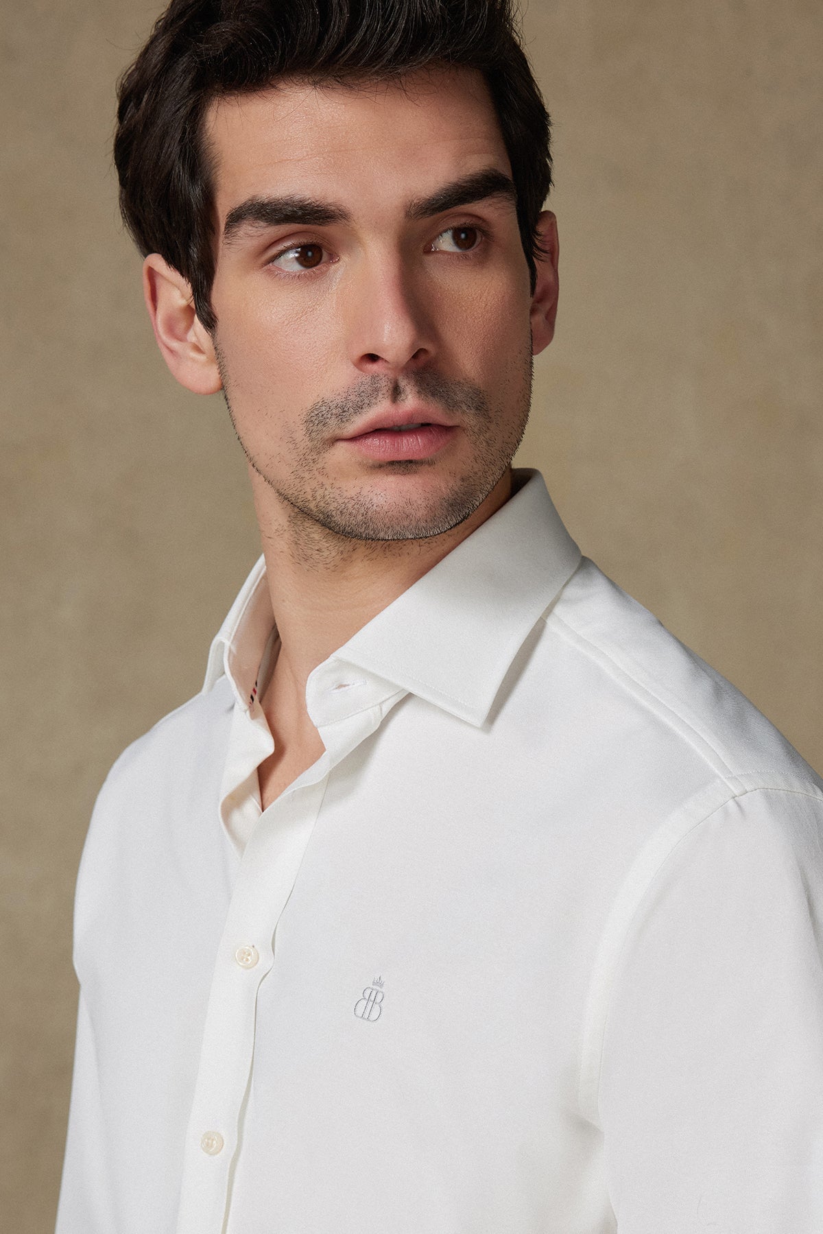 Abbate Rico Jersey Pamuk Karışımlı Comfort Fit Beyaz Klasik Yaka Erkek Düz Gömlek