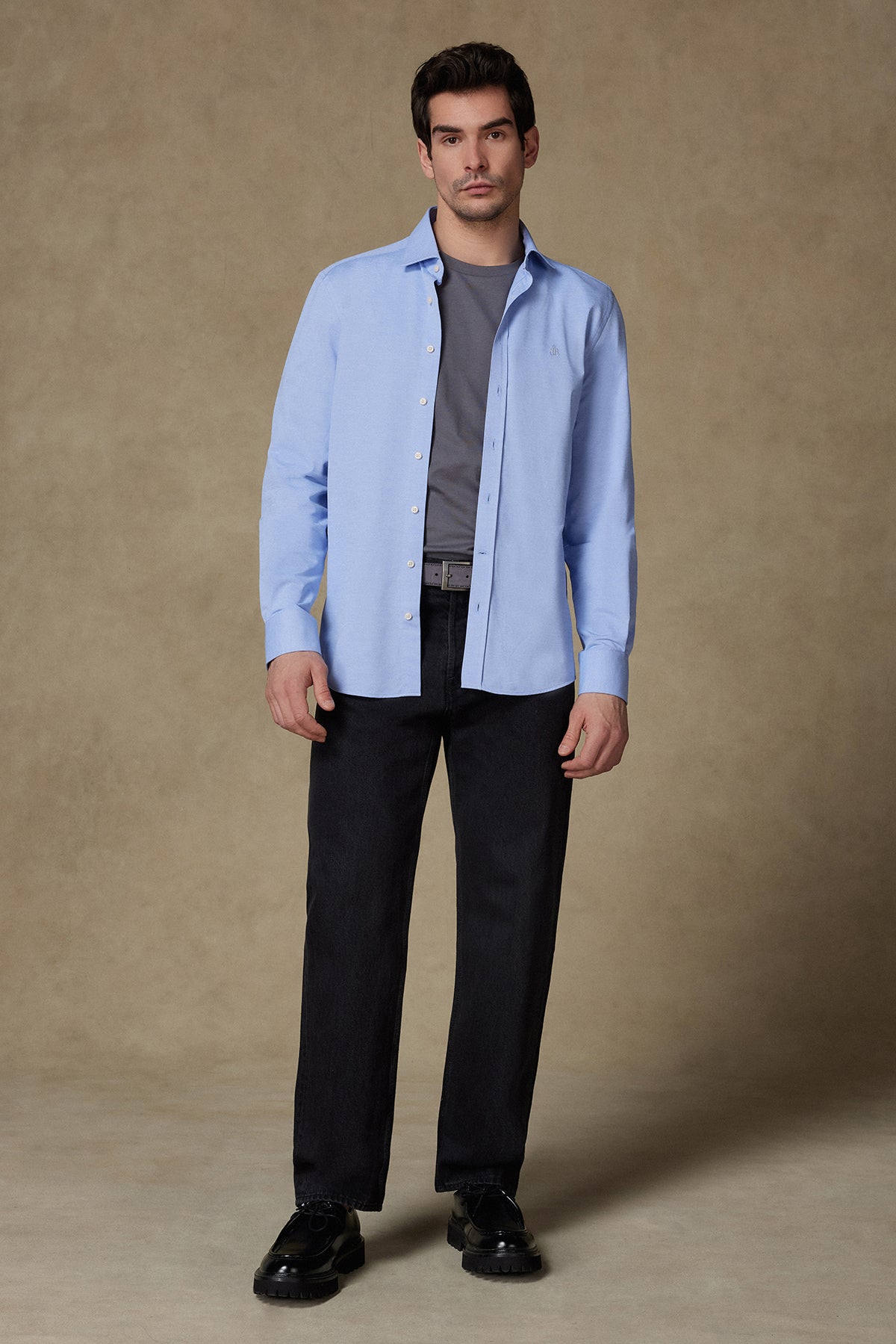 Abbate Rico Jersey Pamuk Karışımlı Comfort Fit Açık Mavi Klasik Yaka Erkek Düz Gömlek