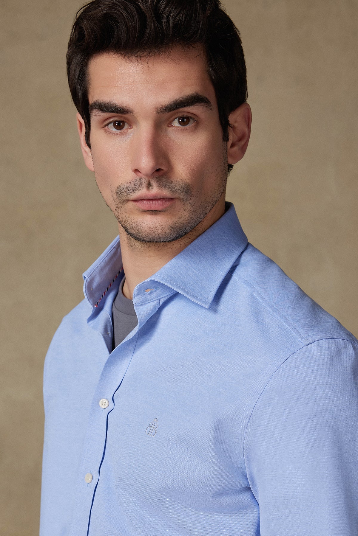 Abbate Rico Jersey Pamuk Karışımlı Comfort Fit Açık Mavi Klasik Yaka Erkek Düz Gömlek