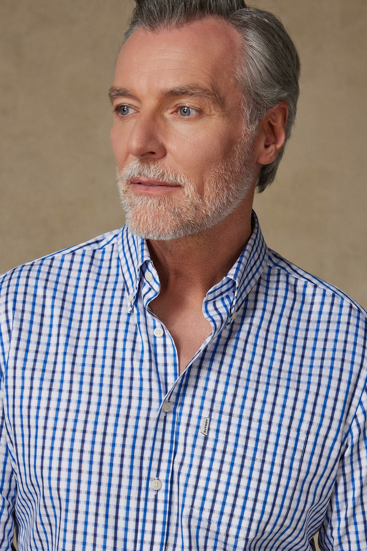 Abbate Aldo Armür Pamuklu Comfort Fit Açık Mavi Düğmeli Yaka Erkek Kareli Gömlek