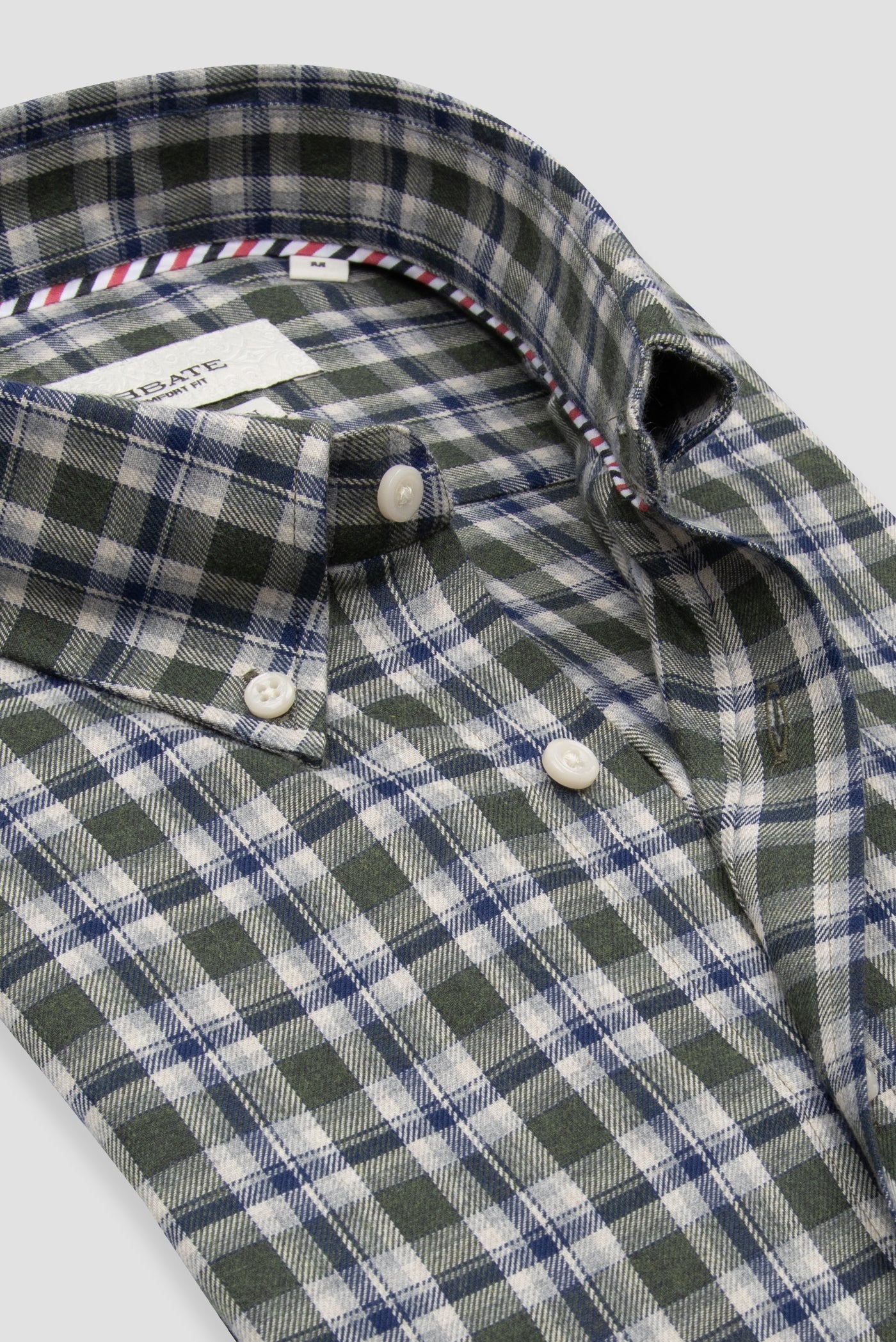 Abbate Aldo Poplin Pamuklu Comfort Fit Yeşil Düğmeli Yaka Erkek Kareli Gömlek