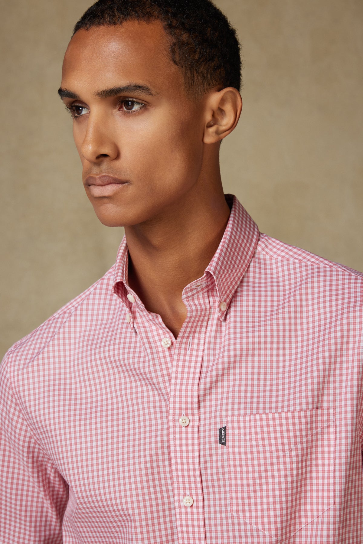 Abbate Aldo Poplin Pamuklu Comfort Fit Pembe Düğmeli Yaka Erkek Kareli Gömlek