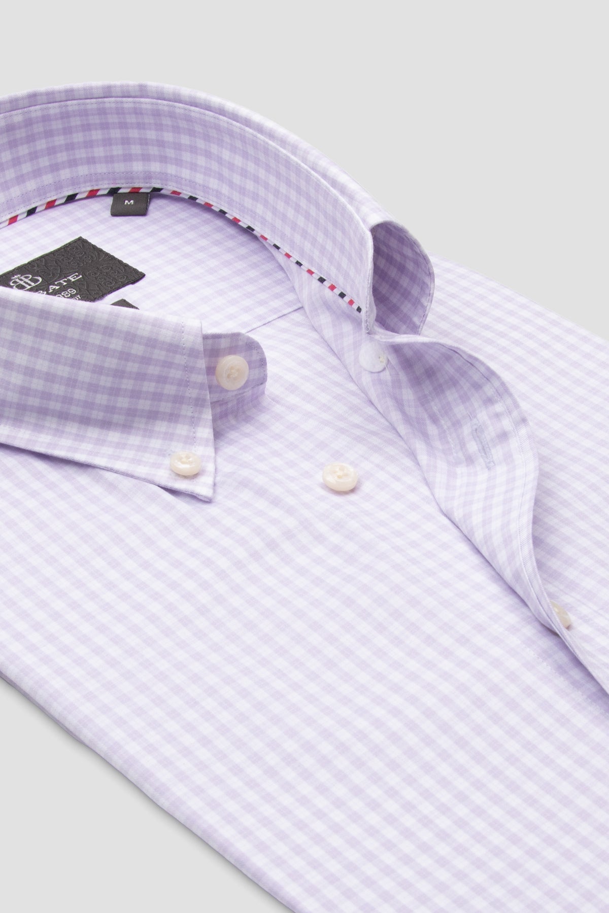 Abbate Aldo Poplin Pamuklu Comfort Fit Mor Düğmeli Yaka Erkek Kareli Gömlek
