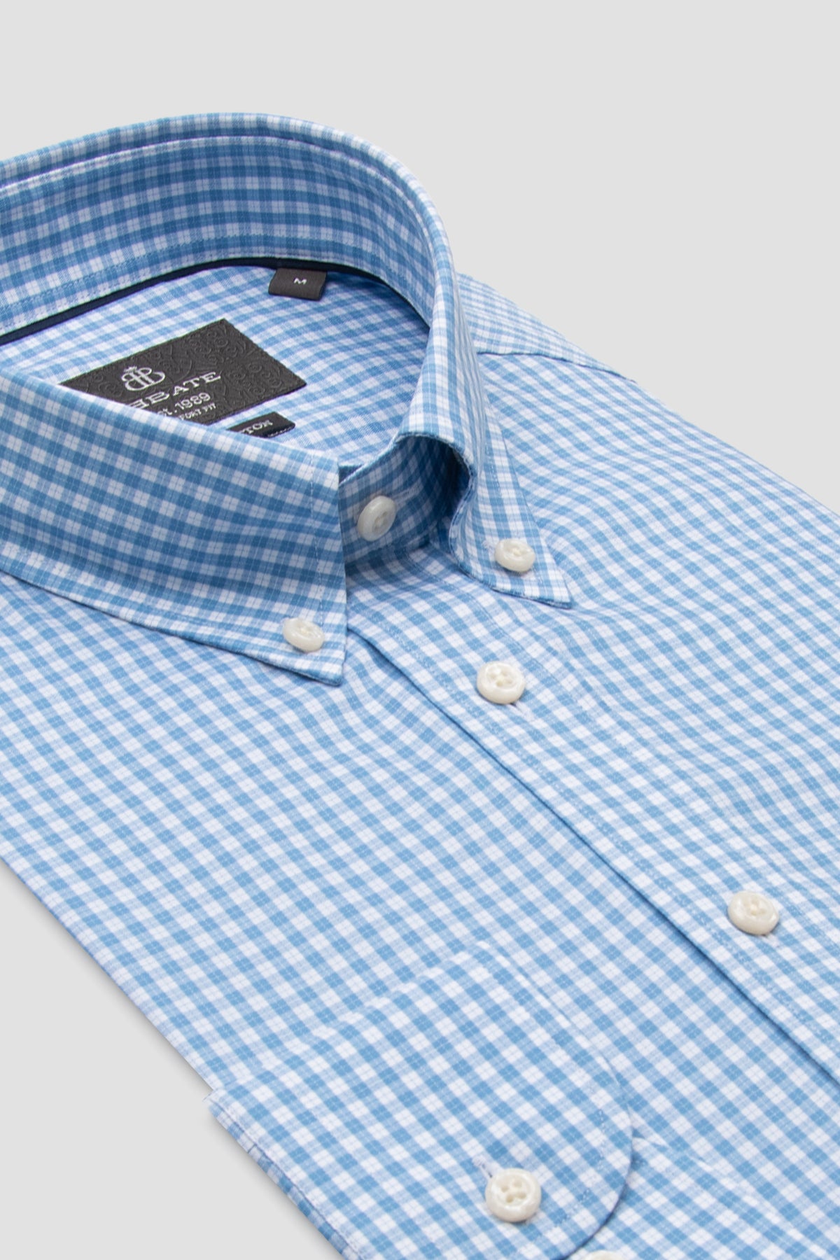 Abbate Aldo Poplin Pamuklu Comfort Fit Koyu Mavi Düğmeli Yaka Erkek Kareli Gömlek