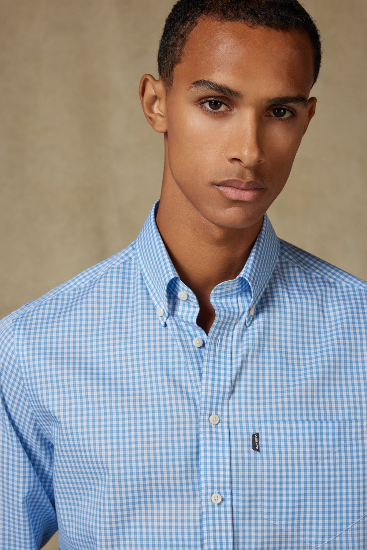 Abbate Aldo Poplin Pamuklu Comfort Fit Koyu Mavi Düğmeli Yaka Erkek Kareli Gömlek