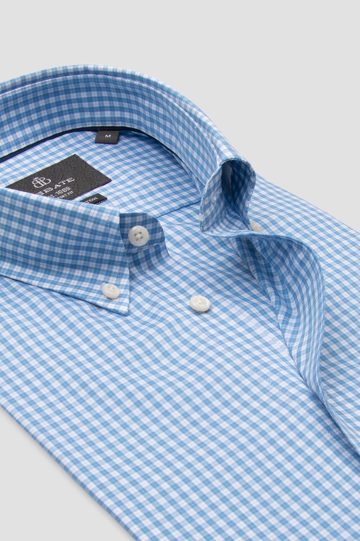 Abbate Aldo Poplin Pamuklu Comfort Fit Koyu Mavi Düğmeli Yaka Erkek Kareli Gömlek