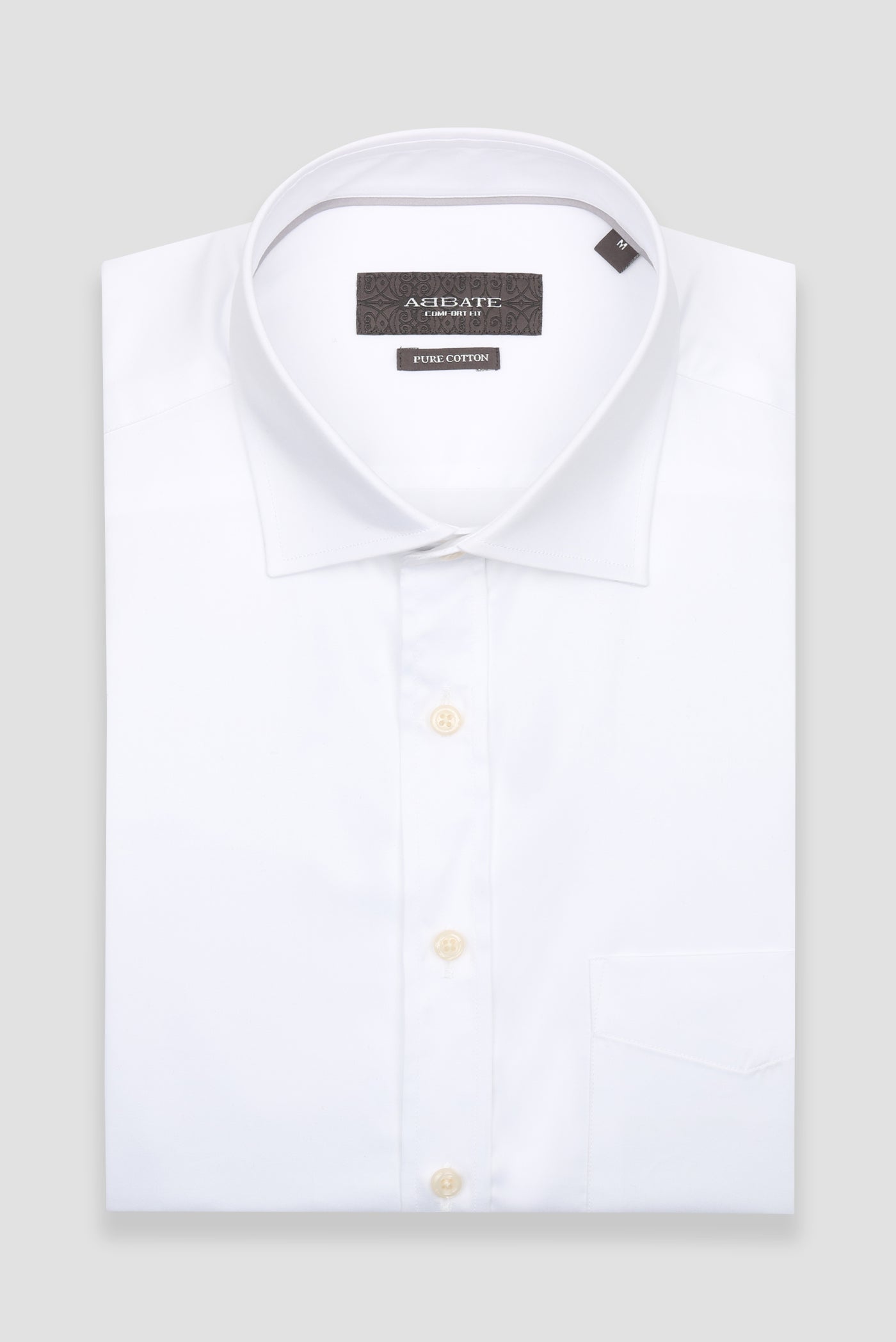 Abbate Leonardo Saten Pamuklu Comfort Fit Beyaz Klasik Yaka Erkek Düz Gömlek