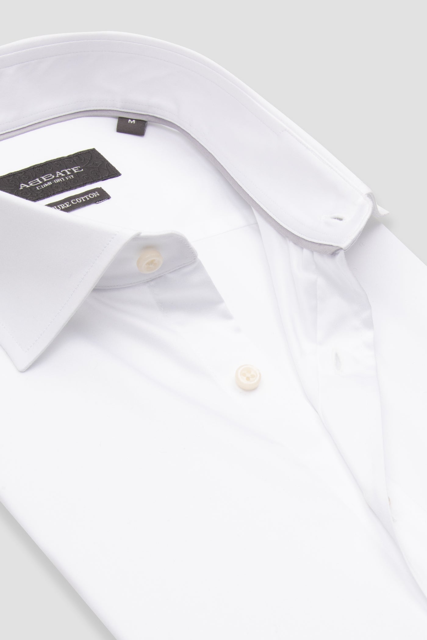 Abbate Leonardo Saten Pamuklu Comfort Fit Beyaz Klasik Yaka Erkek Düz Gömlek
