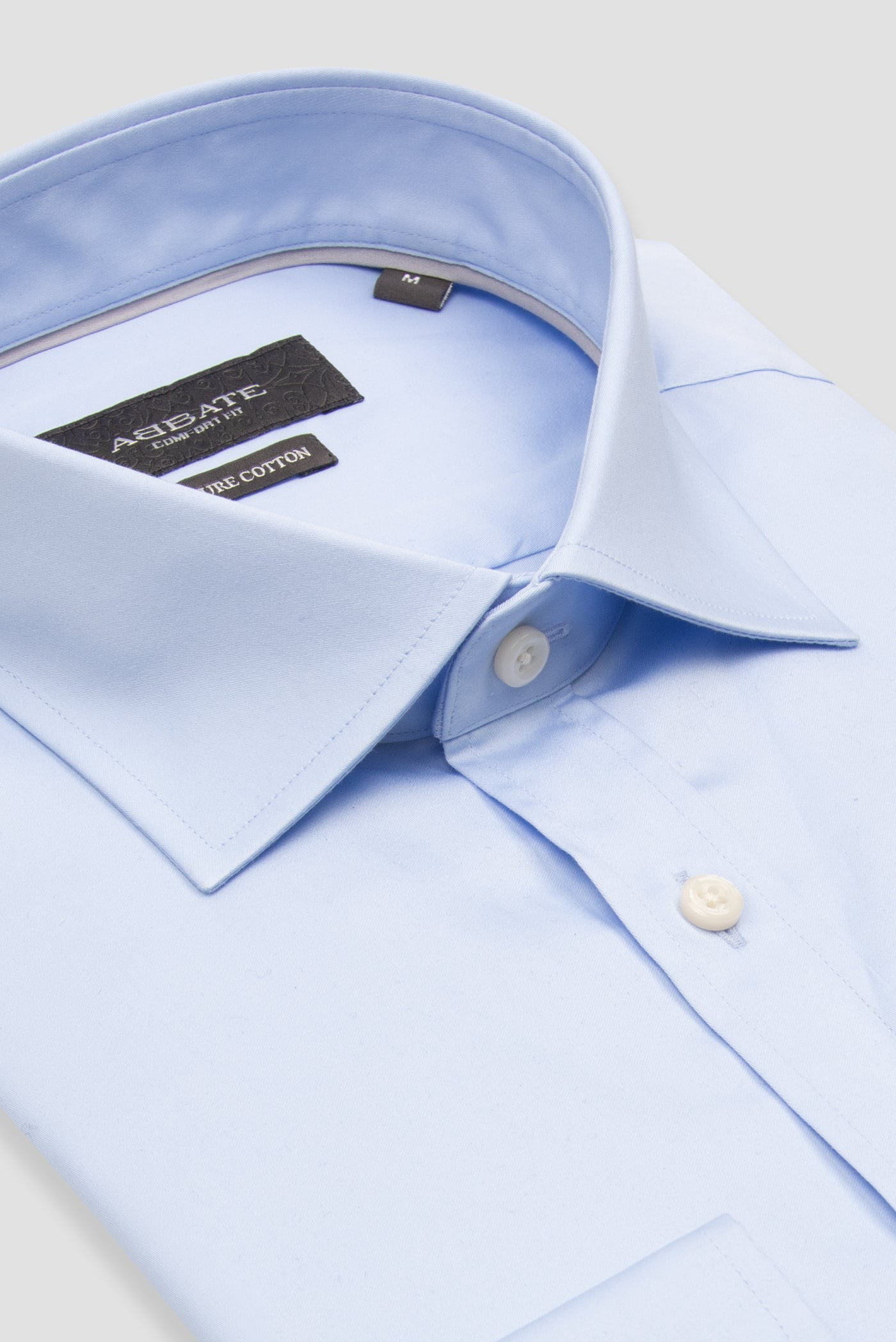 Abbate Leonardo Saten Pamuklu Comfort Fit Açık Mavi Klasik Yaka Erkek Düz Gömlek