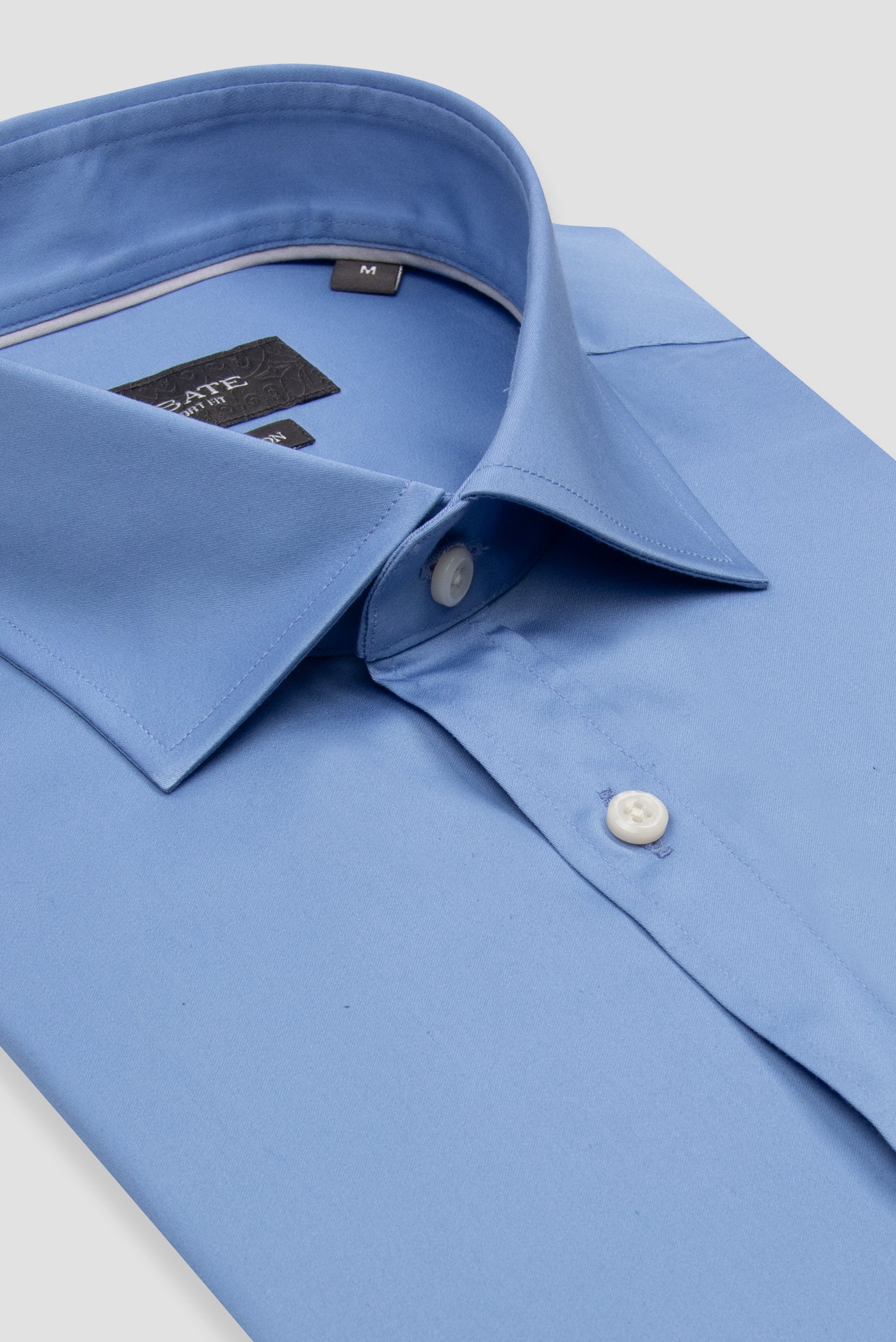 Abbate Leonardo Saten Pamuklu Comfort Fit Koyu Mavi Klasik Yaka Erkek Düz Gömlek