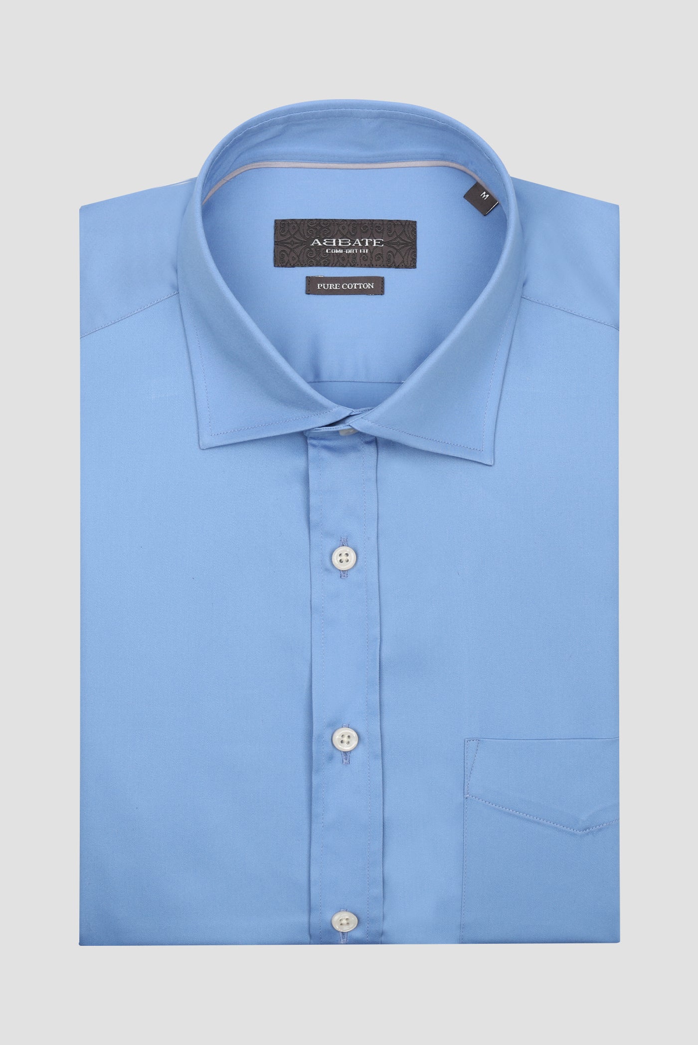 Abbate Leonardo Saten Pamuklu Comfort Fit Koyu Mavi Klasik Yaka Erkek Düz Gömlek