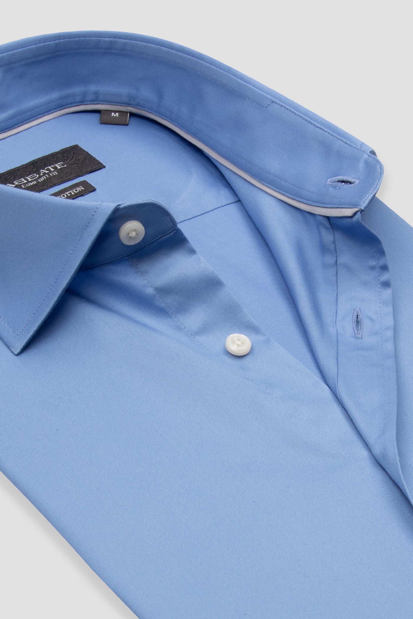 Abbate Leonardo Saten Pamuklu Comfort Fit Koyu Mavi Klasik Yaka Erkek Düz Gömlek