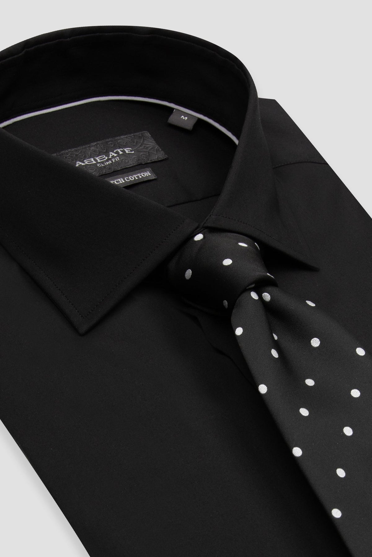 Abbate Enzo Poplin Stretch Pamuk Karışımlı Slim Fit Siyah Klasik Yaka Erkek Düz Gömlek