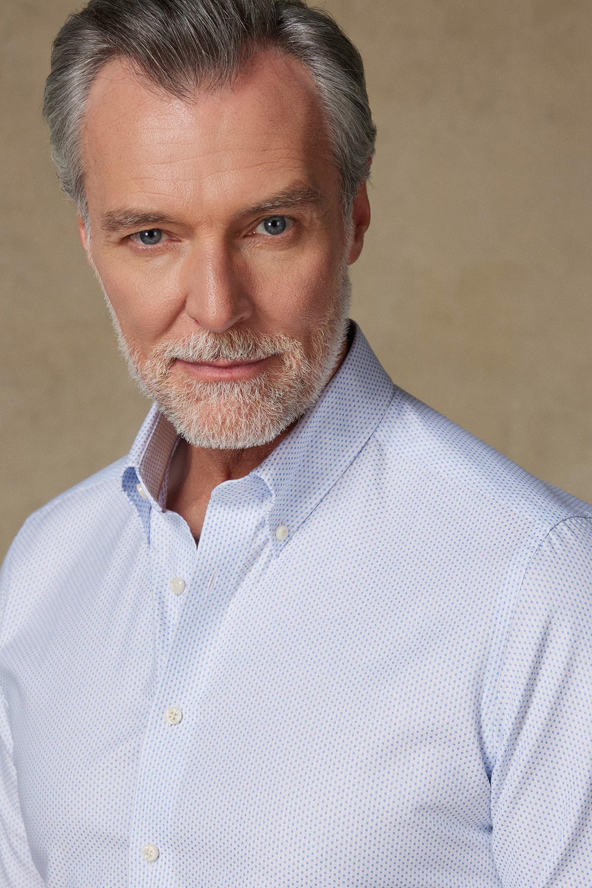 Abbate Carlo Armür Pamuklu Slim Fit Açık Mavi Düğmeli Yaka Erkek Baskılı Gömlek