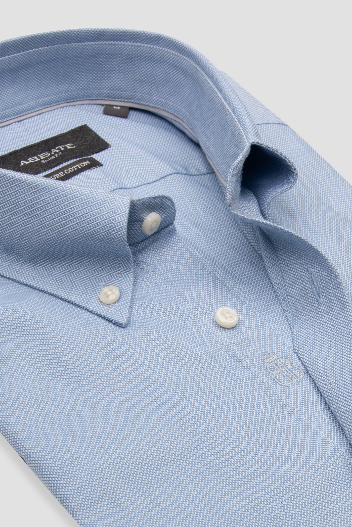 Abbate Carlo Royal Oxford Pamuklu Slim Fit Açık Mavi Düğmeli Yaka Erkek Düz Gömlek