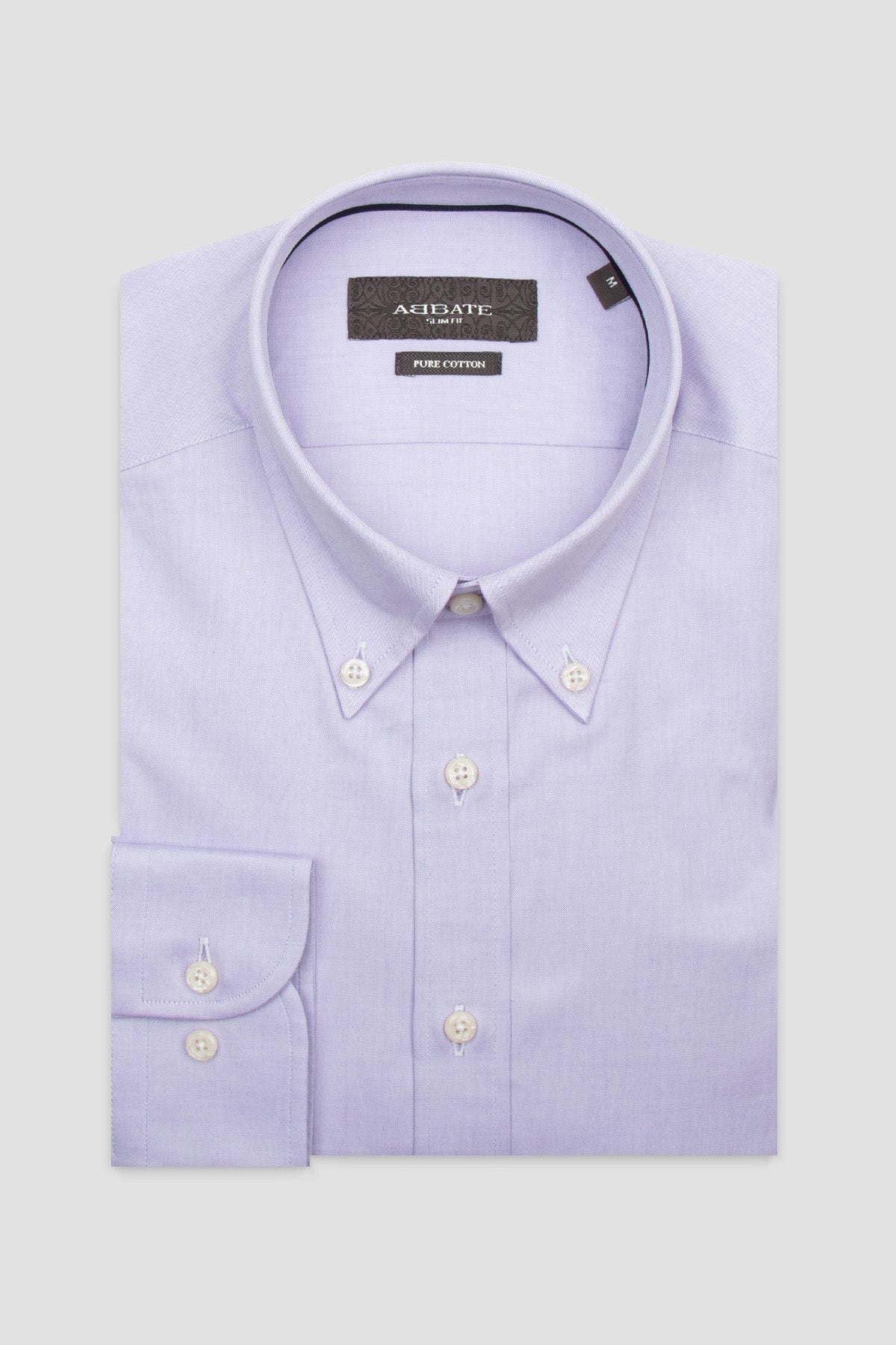 Abbate Carlo Royal Oxford Pamuklu Slim Fit Mor Düğmeli Yaka Erkek Düz Gömlek