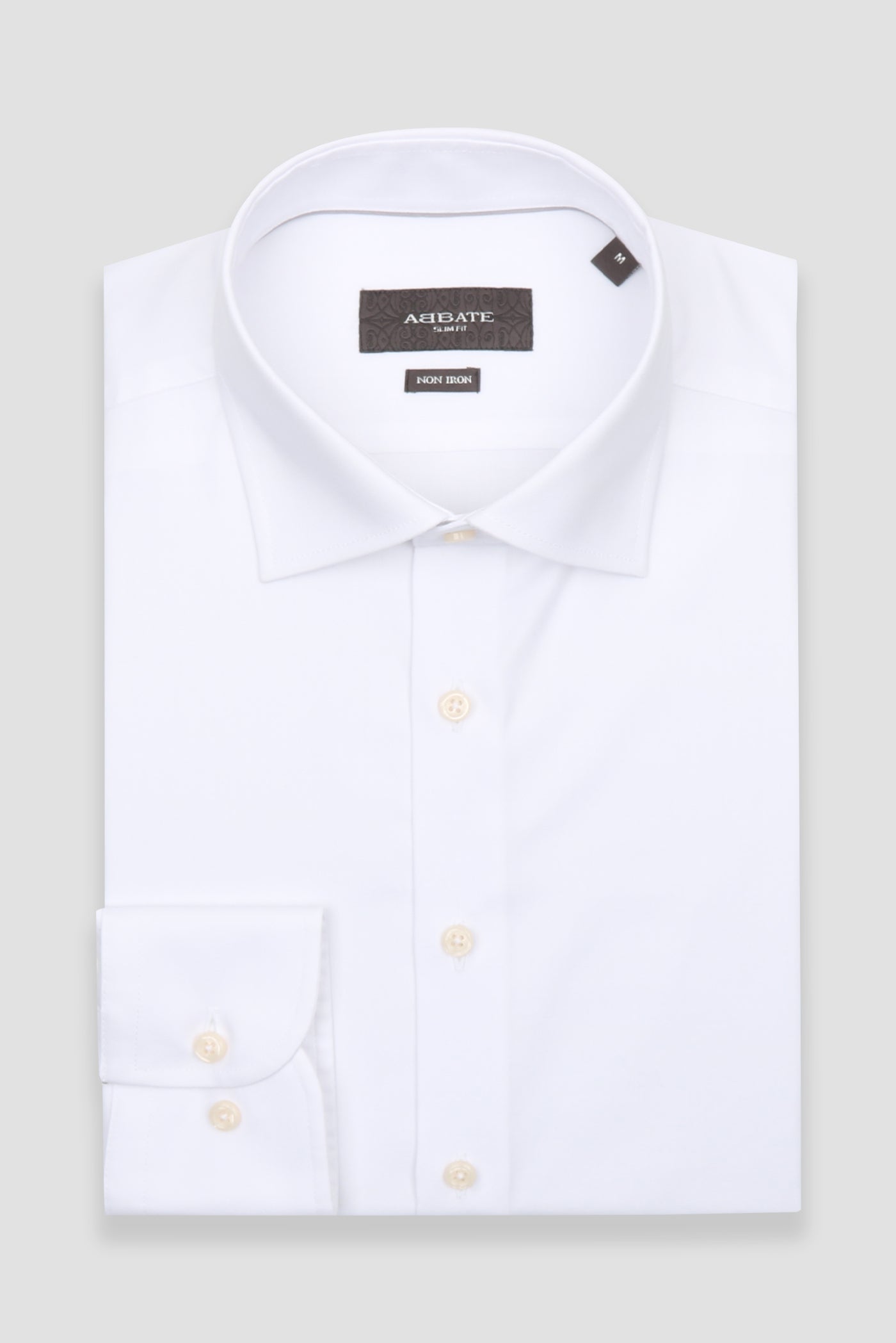 Abbate Donatello Non Iron Armür Pamuklu Slim Fit Beyaz Klasik Yaka Erkek Düz Gömlek