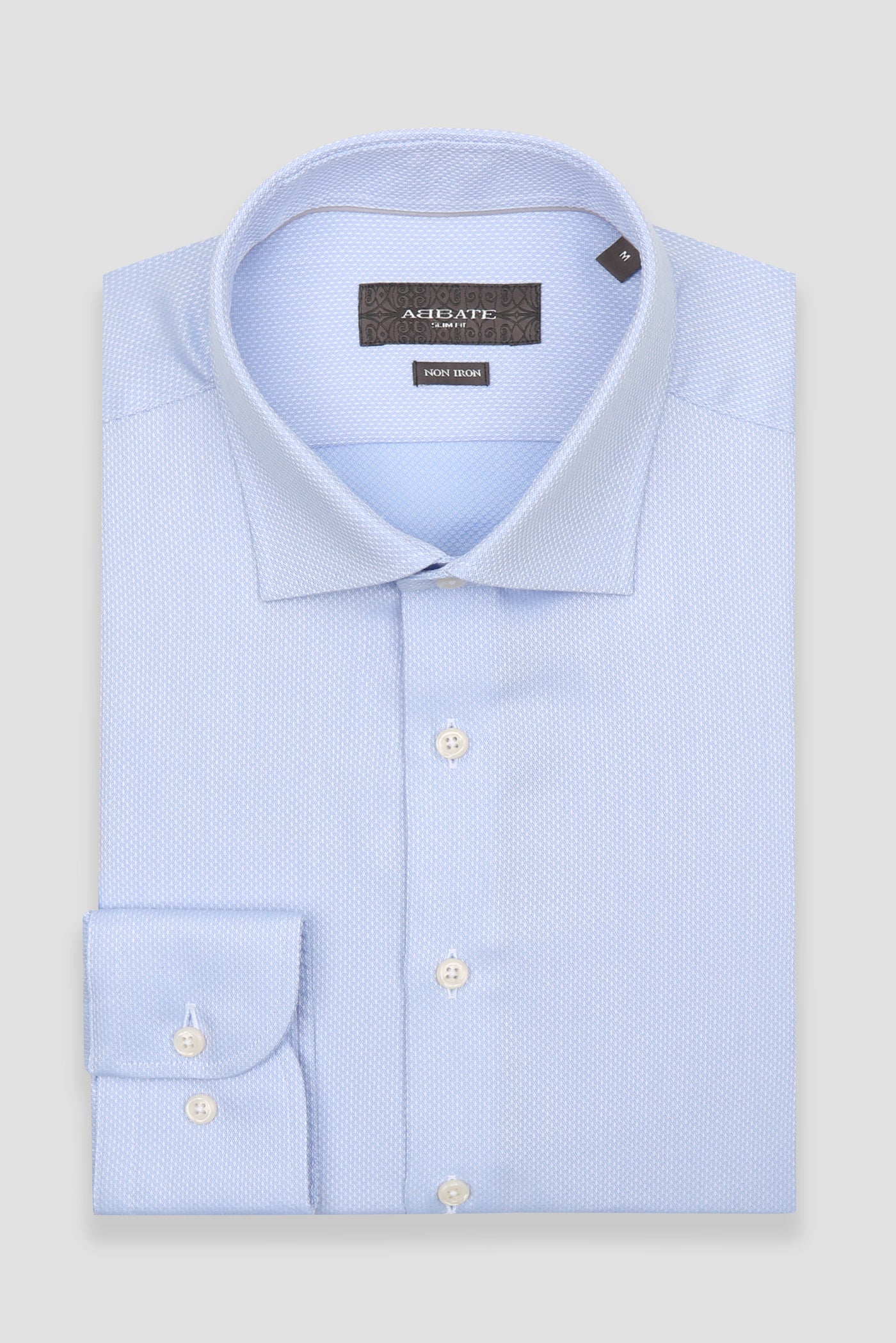 Abbate Donatello Non Iron Armür Pamuklu Slim Fit Açık Mavi Klasik Yaka Erkek Düz Gömlek